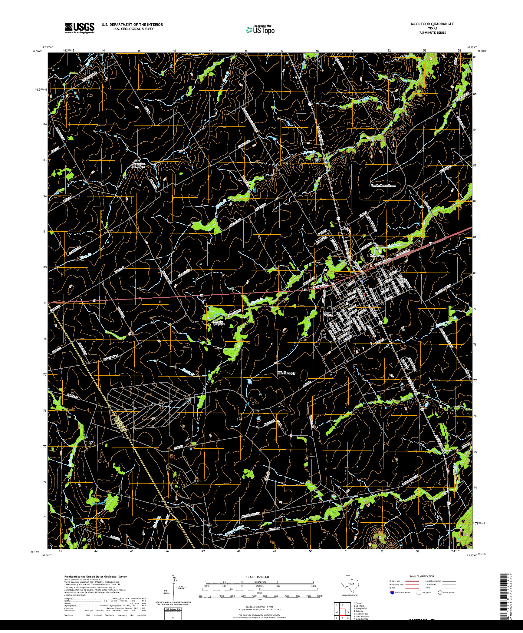 US TOPO 7.5-MINUTE MAP FOR MCGREGOR, TX