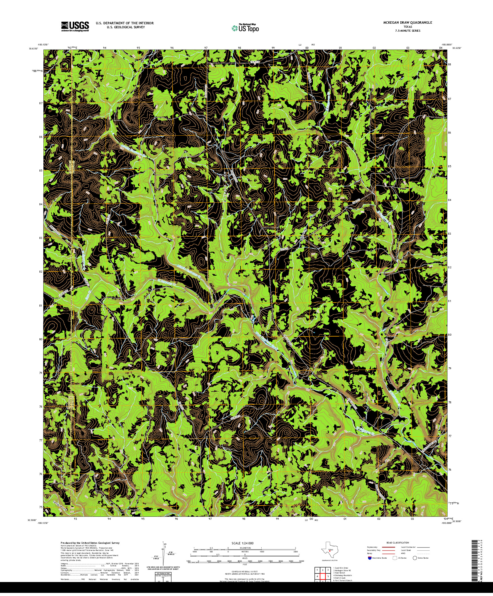 US TOPO 7.5-MINUTE MAP FOR MCKEGAN DRAW, TX