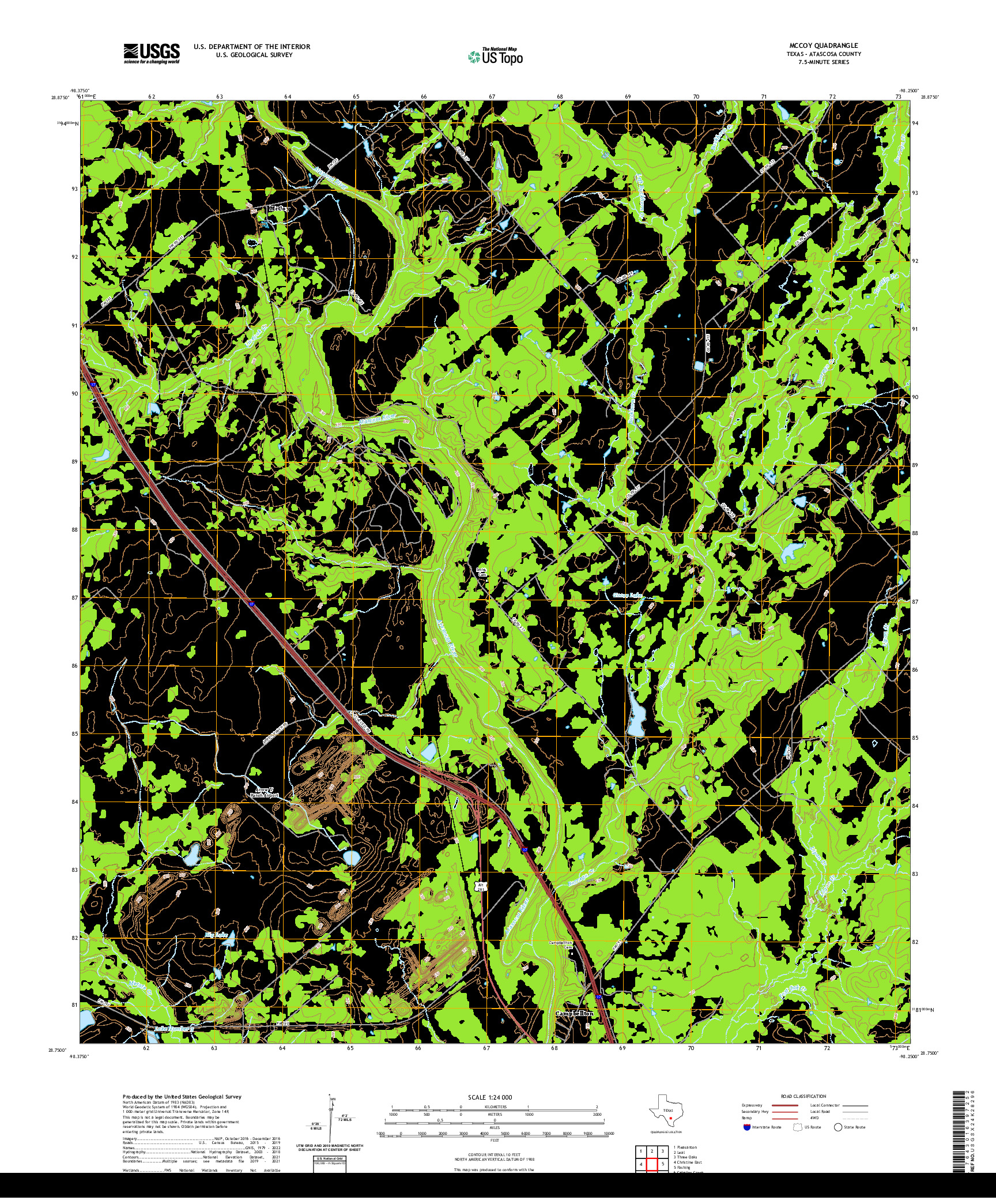 US TOPO 7.5-MINUTE MAP FOR MCCOY, TX