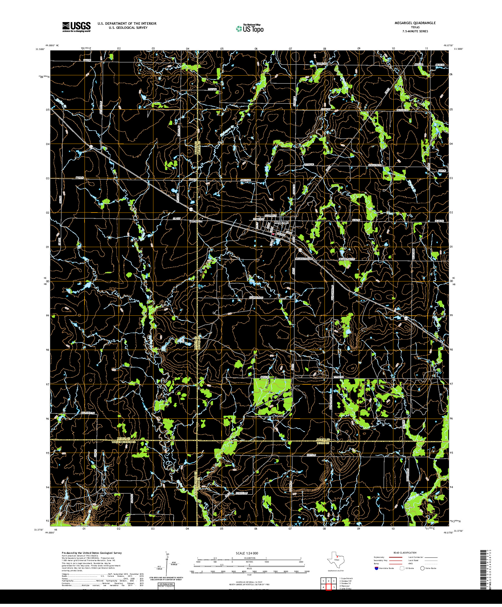 US TOPO 7.5-MINUTE MAP FOR MEGARGEL, TX