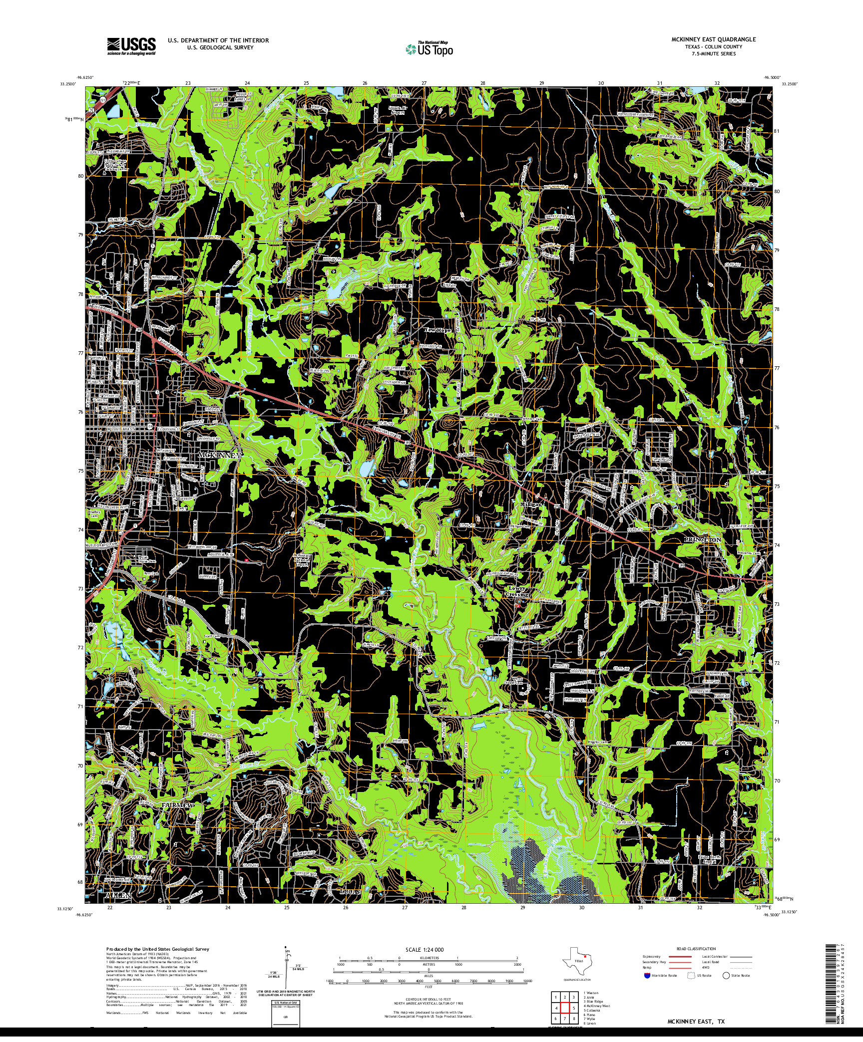 US TOPO 7.5-MINUTE MAP FOR MCKINNEY EAST, TX