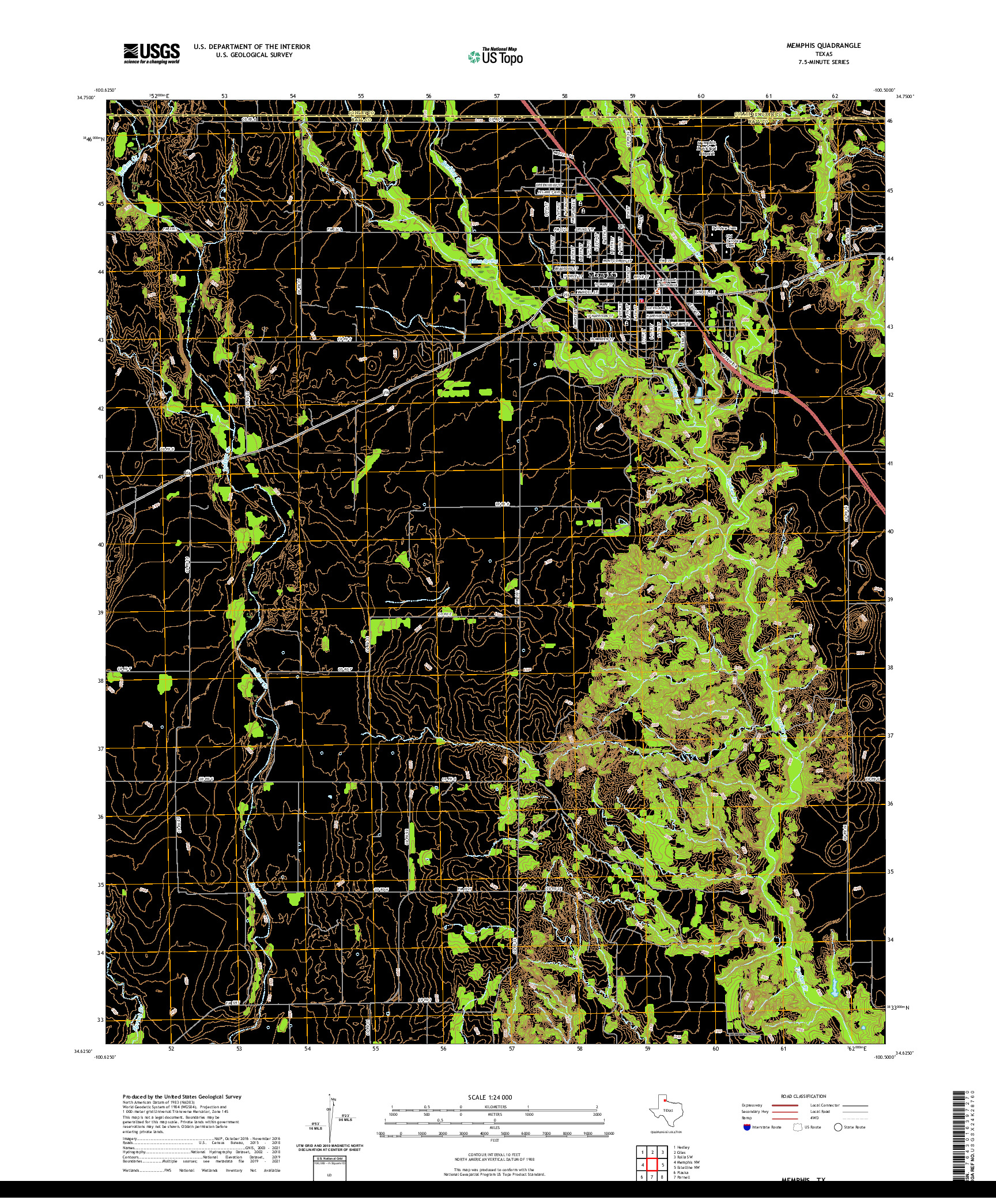 US TOPO 7.5-MINUTE MAP FOR MEMPHIS, TX