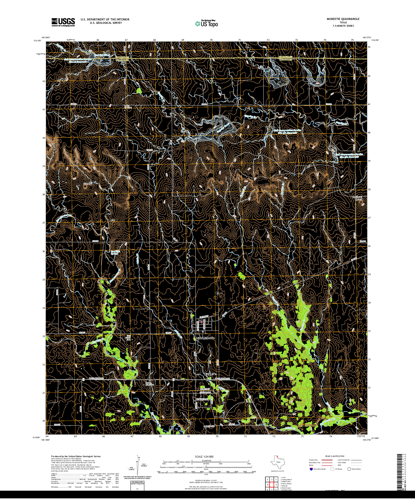 US TOPO 7.5-MINUTE MAP FOR MOBEETIE, TX