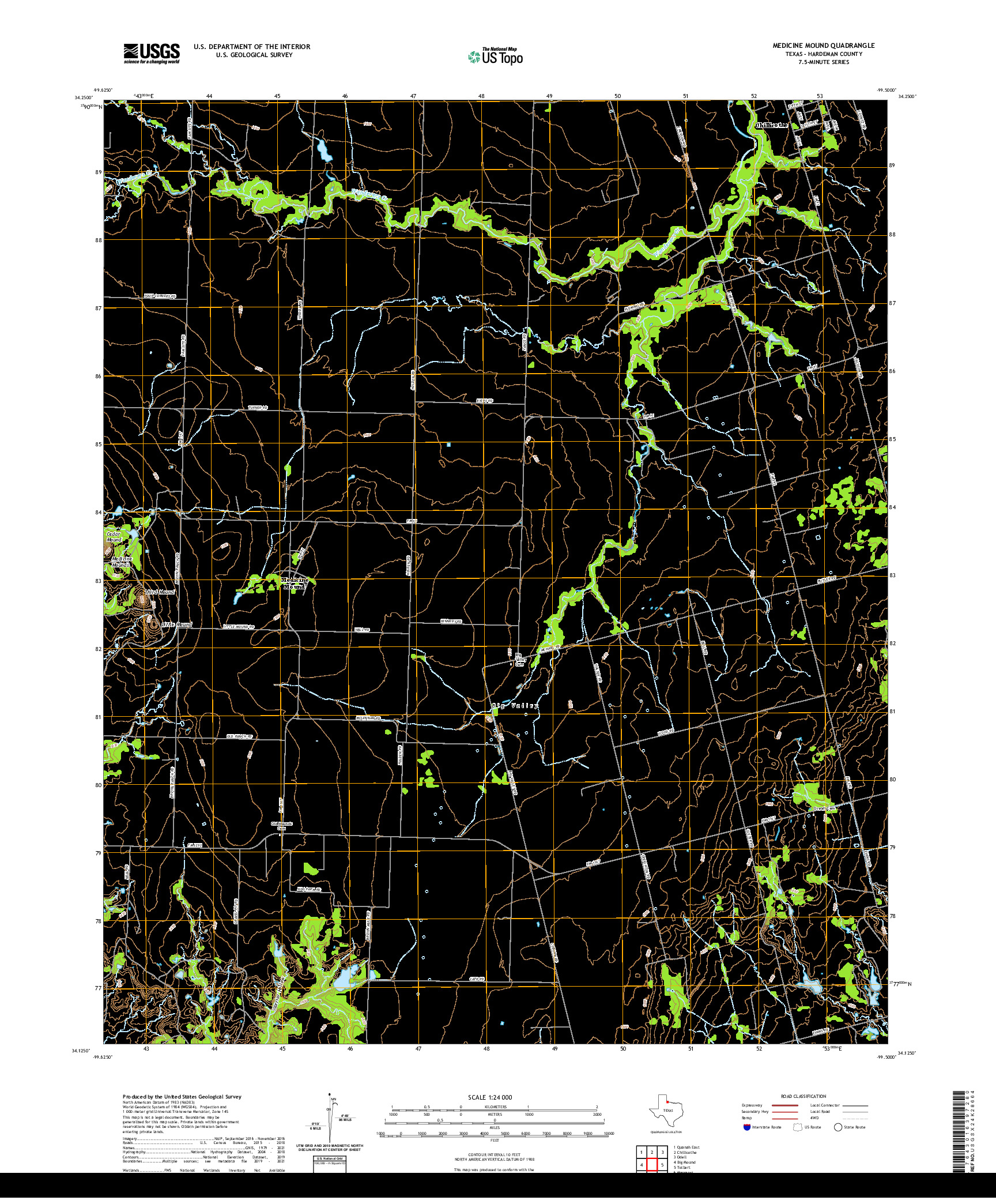 US TOPO 7.5-MINUTE MAP FOR MEDICINE MOUND, TX