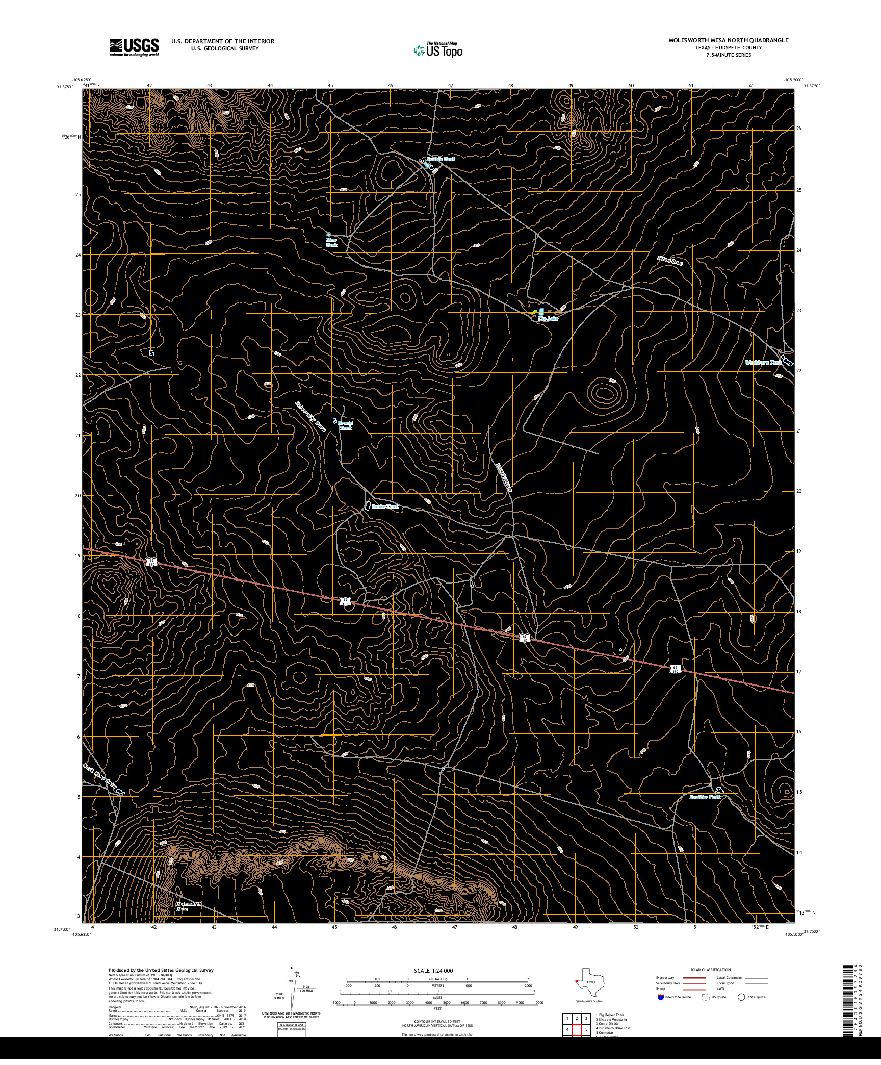 US TOPO 7.5-MINUTE MAP FOR MOLESWORTH MESA NORTH, TX