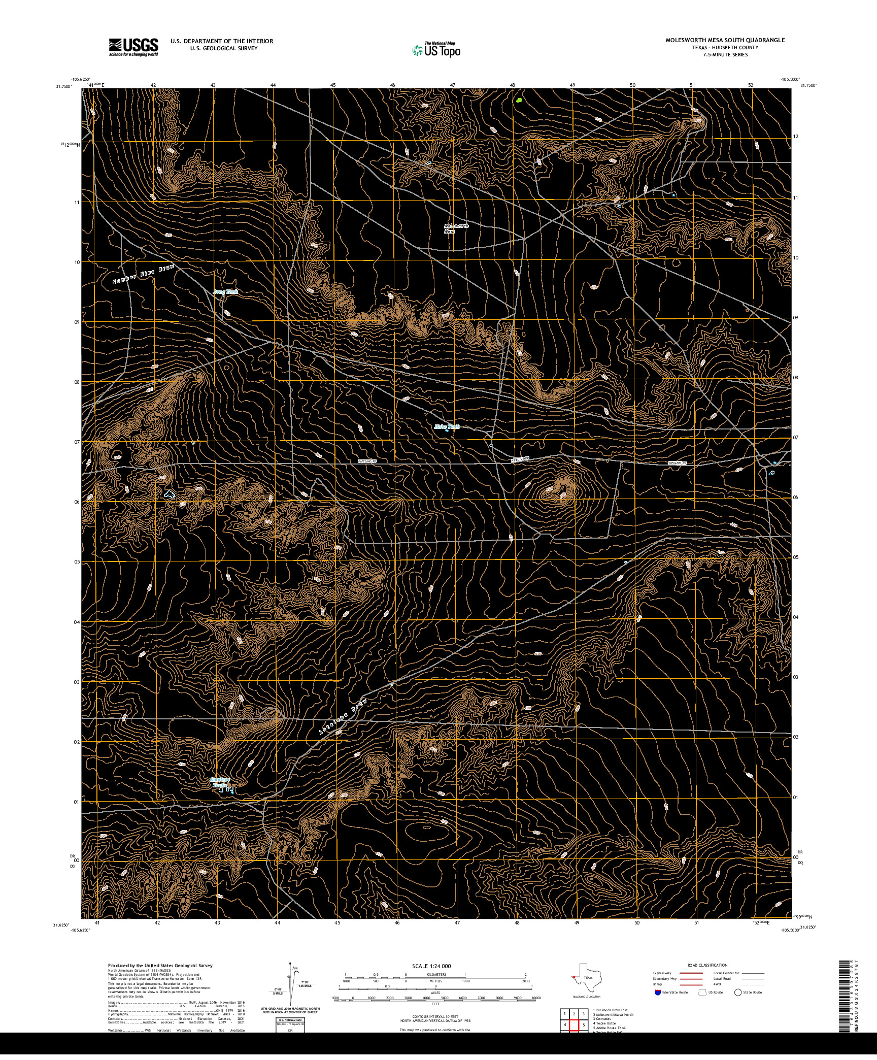 US TOPO 7.5-MINUTE MAP FOR MOLESWORTH MESA SOUTH, TX