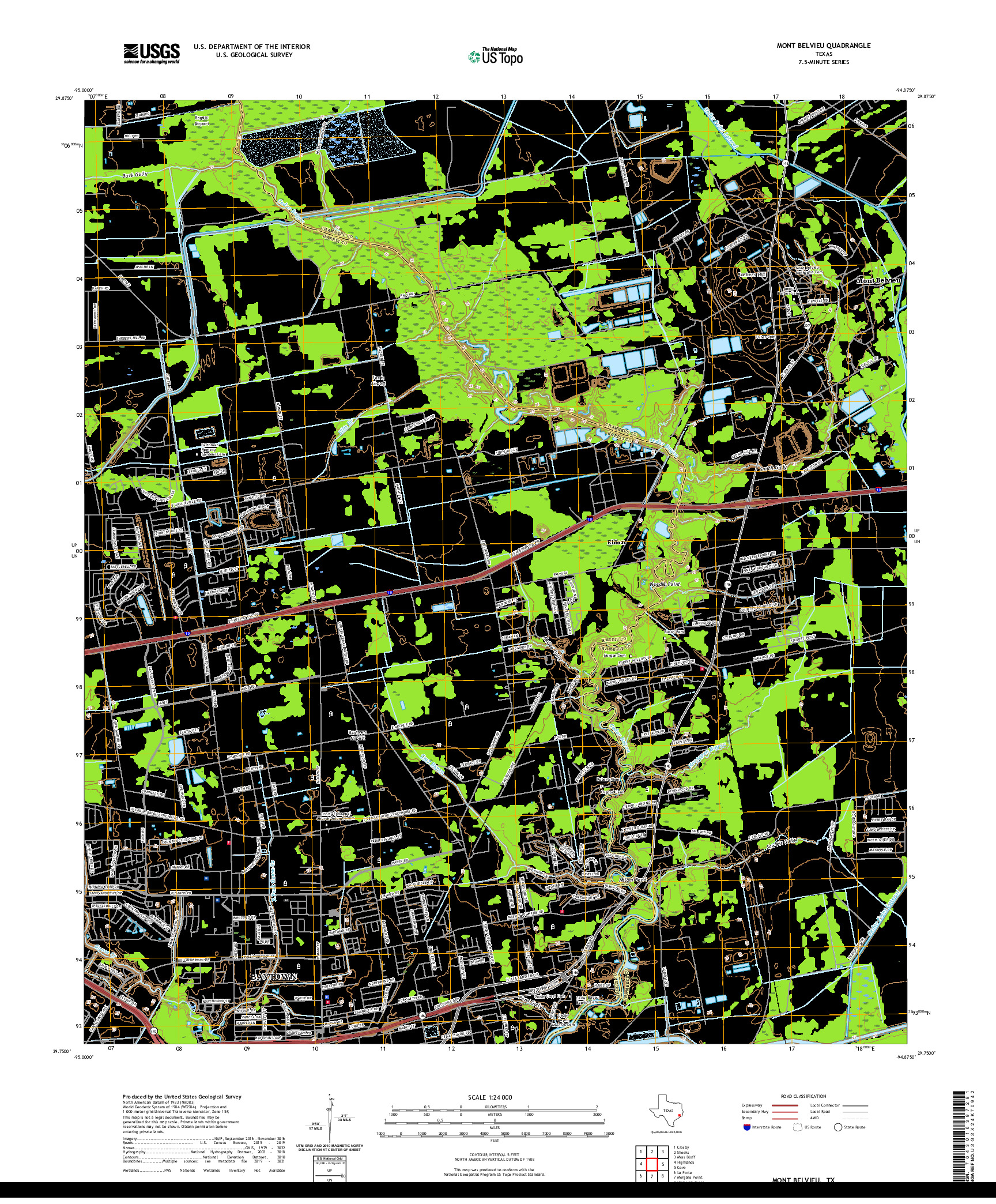 US TOPO 7.5-MINUTE MAP FOR MONT BELVIEU, TX