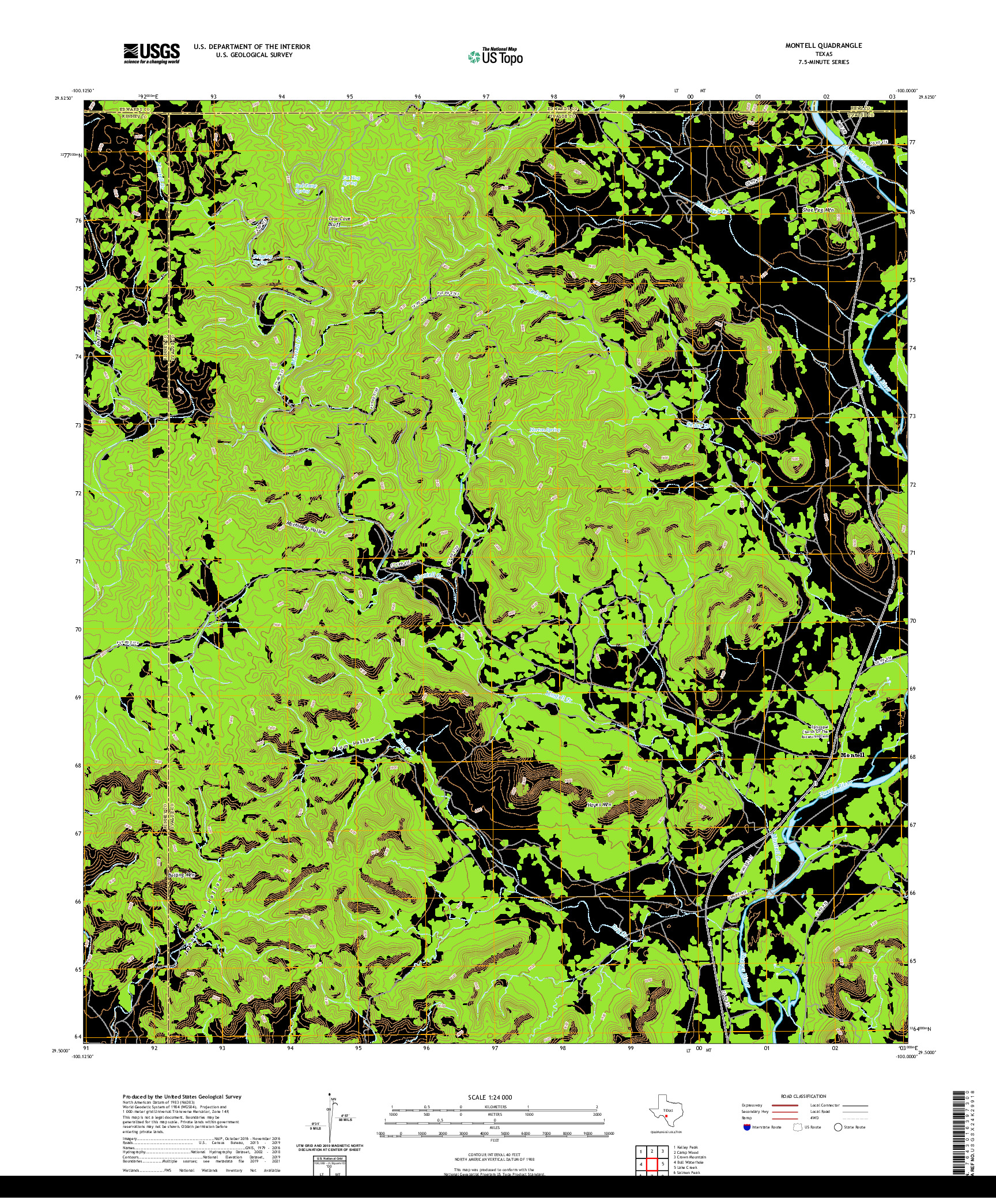 US TOPO 7.5-MINUTE MAP FOR MONTELL, TX