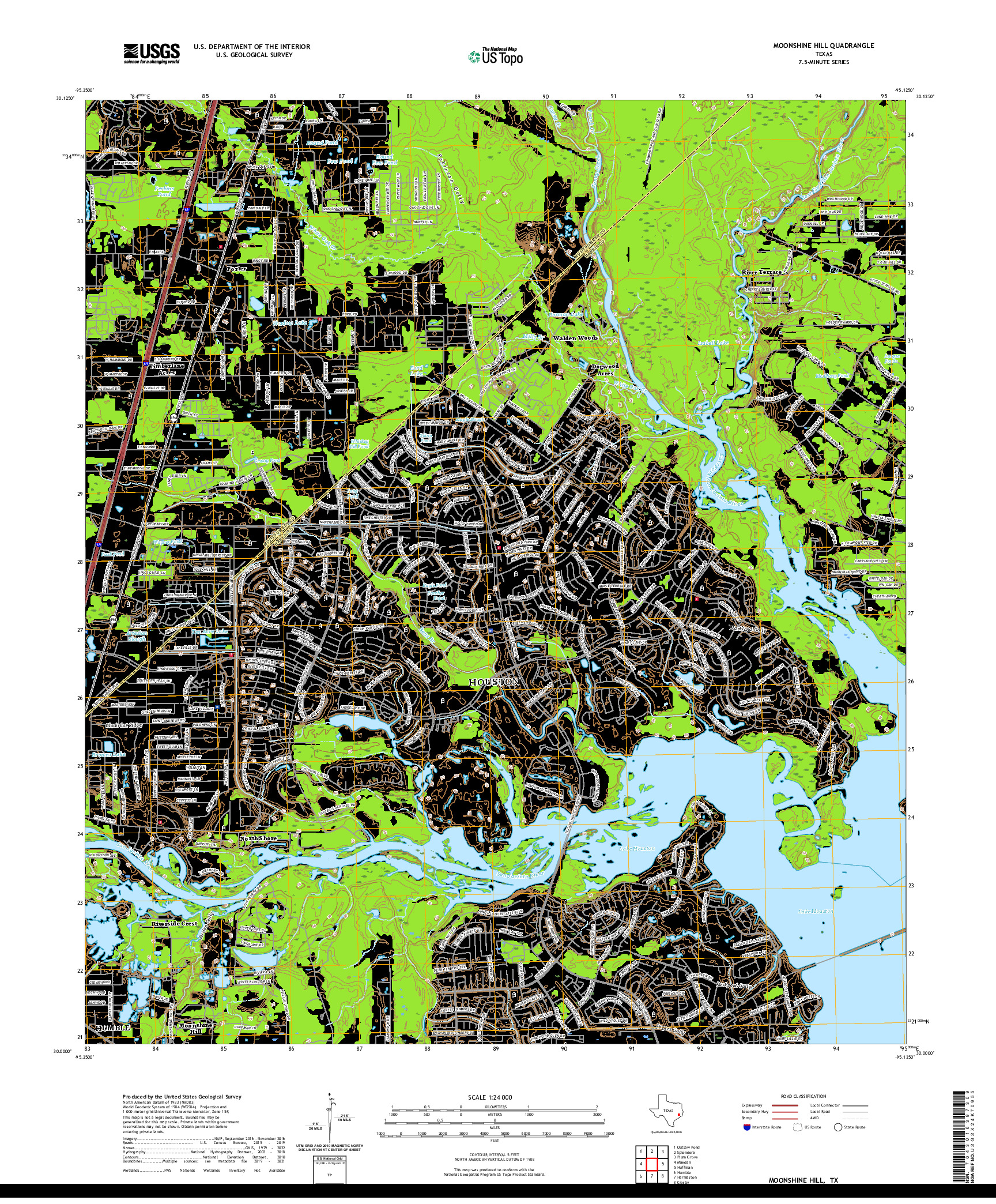 US TOPO 7.5-MINUTE MAP FOR MOONSHINE HILL, TX