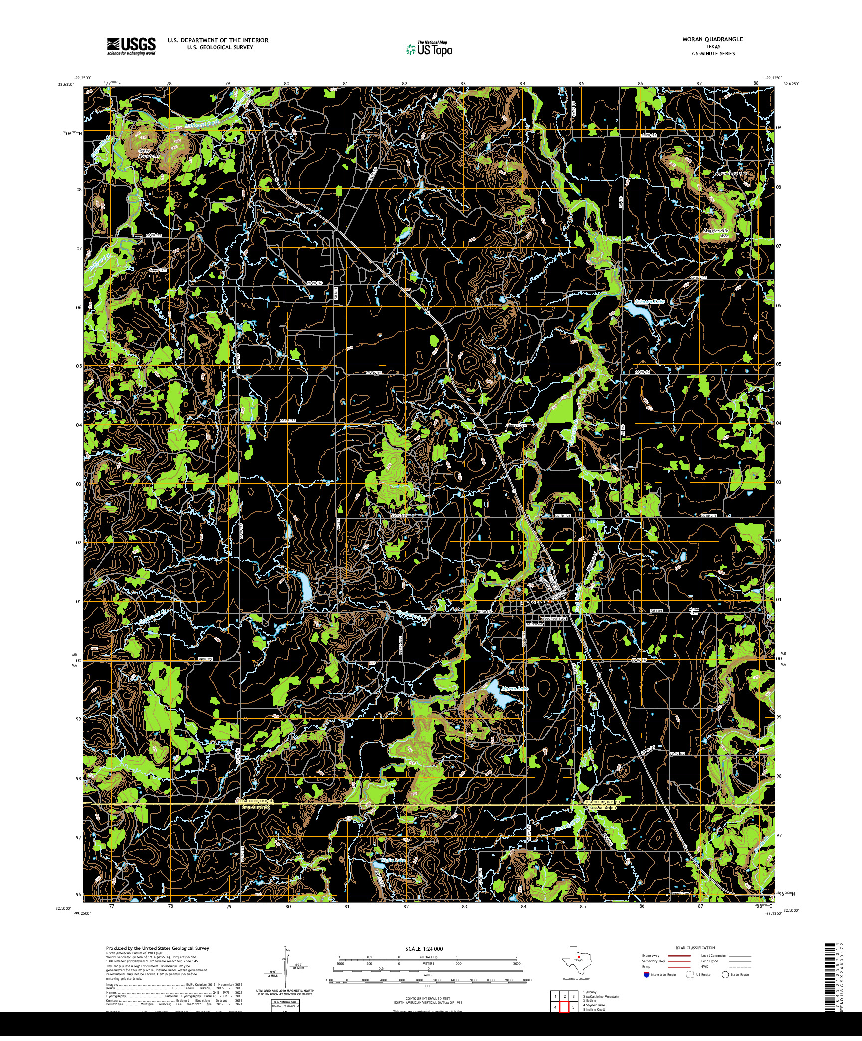 US TOPO 7.5-MINUTE MAP FOR MORAN, TX