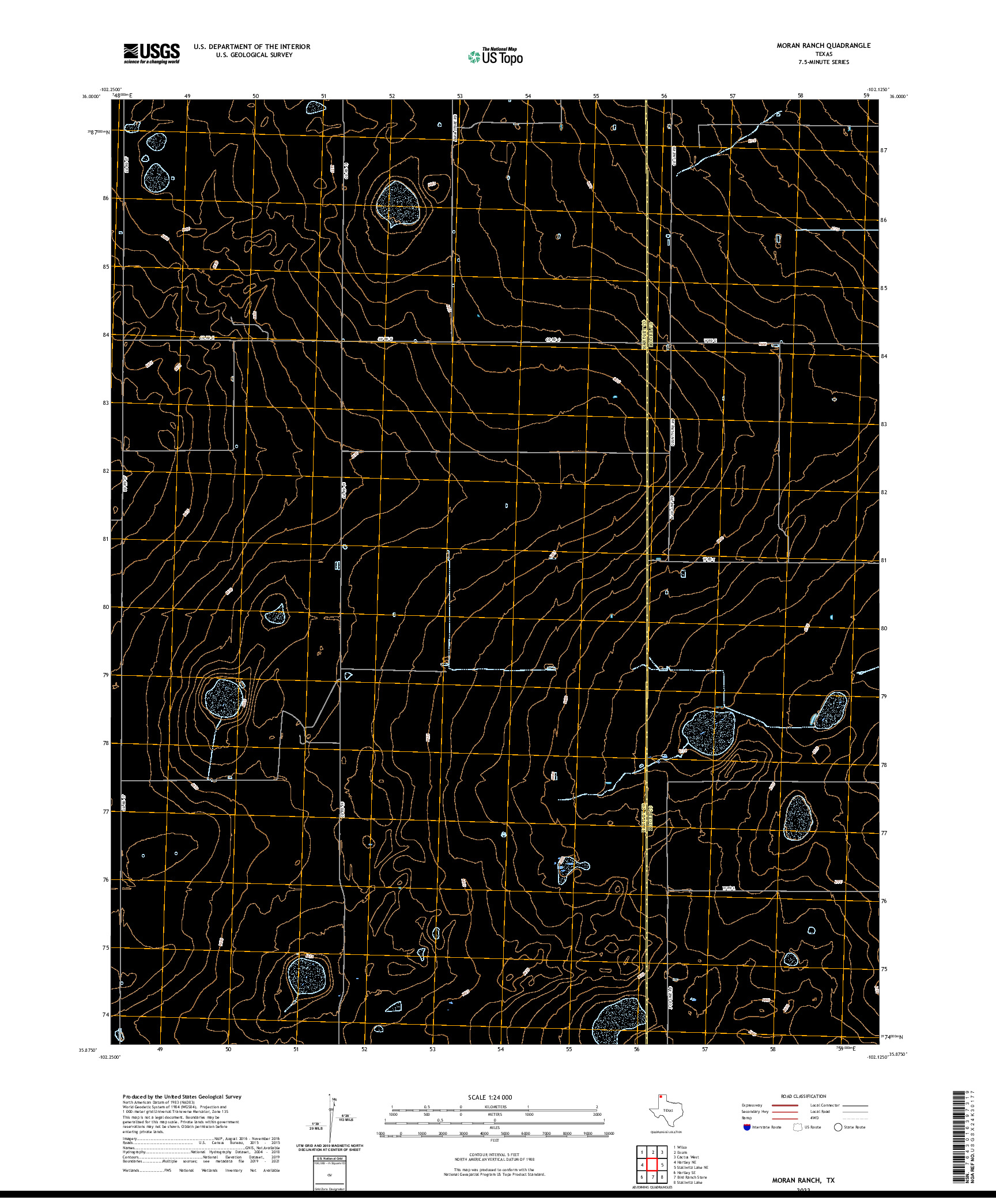 US TOPO 7.5-MINUTE MAP FOR MORAN RANCH, TX