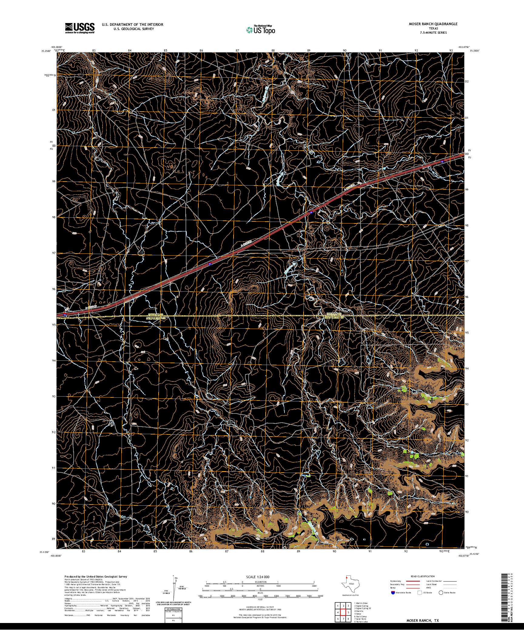 US TOPO 7.5-MINUTE MAP FOR MOSER RANCH, TX