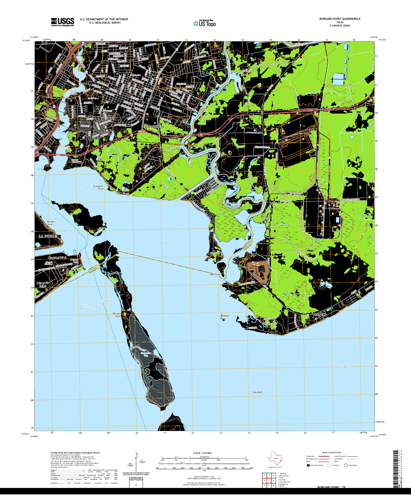 US TOPO 7.5-MINUTE MAP FOR MORGANS POINT, TX