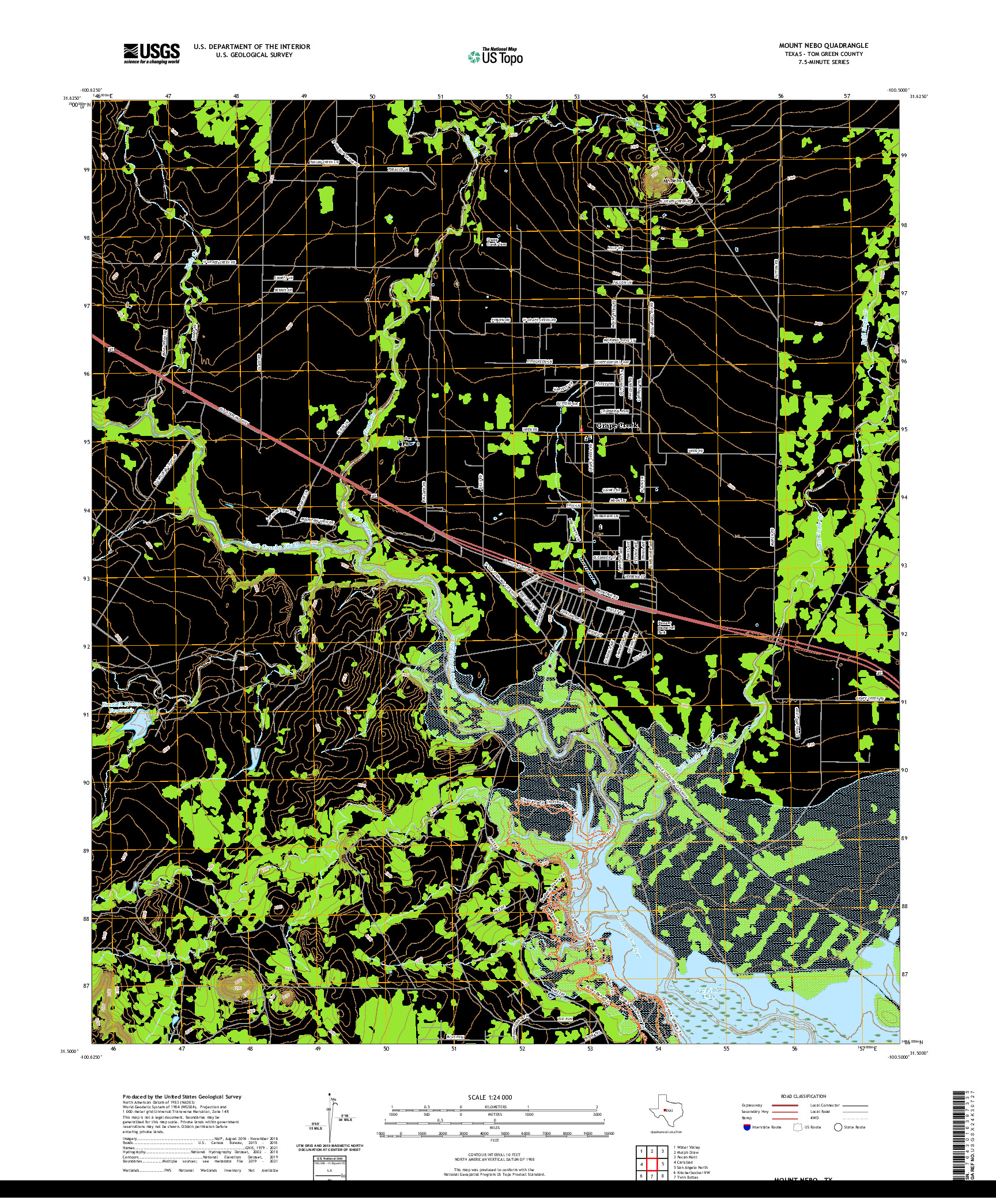 US TOPO 7.5-MINUTE MAP FOR MOUNT NEBO, TX