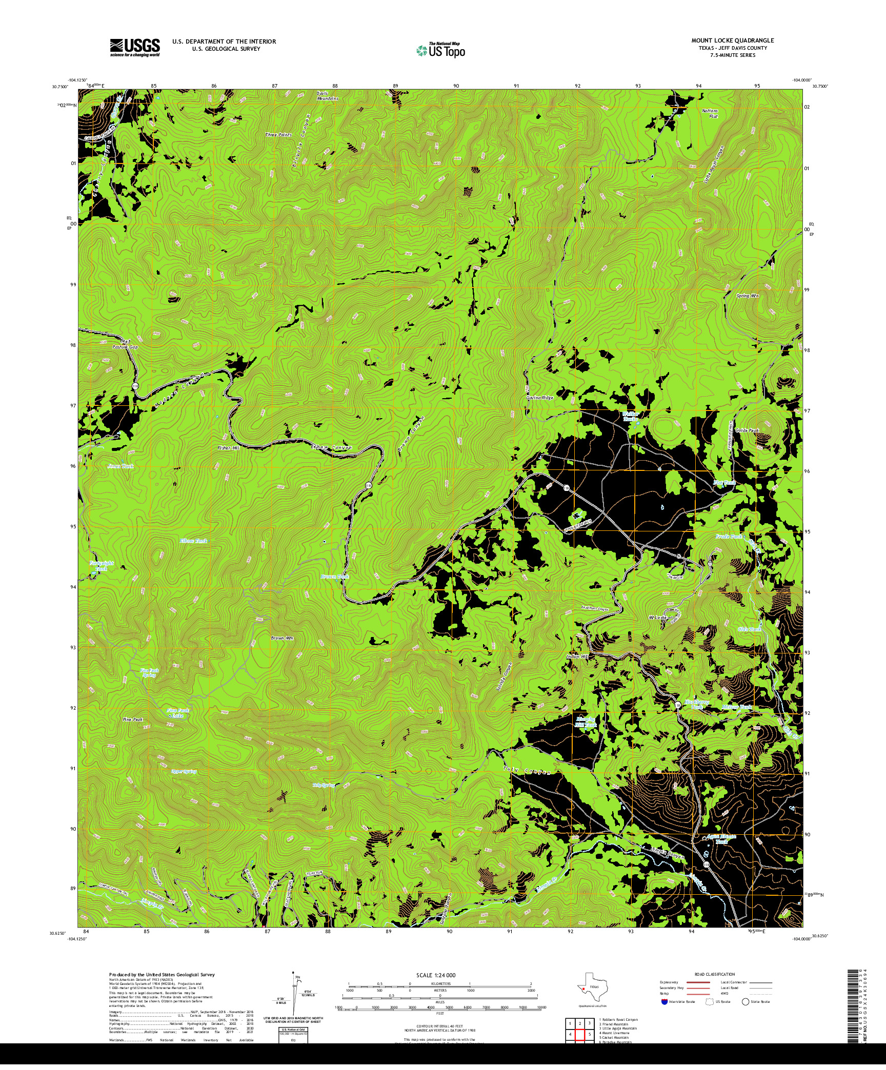 US TOPO 7.5-MINUTE MAP FOR MOUNT LOCKE, TX