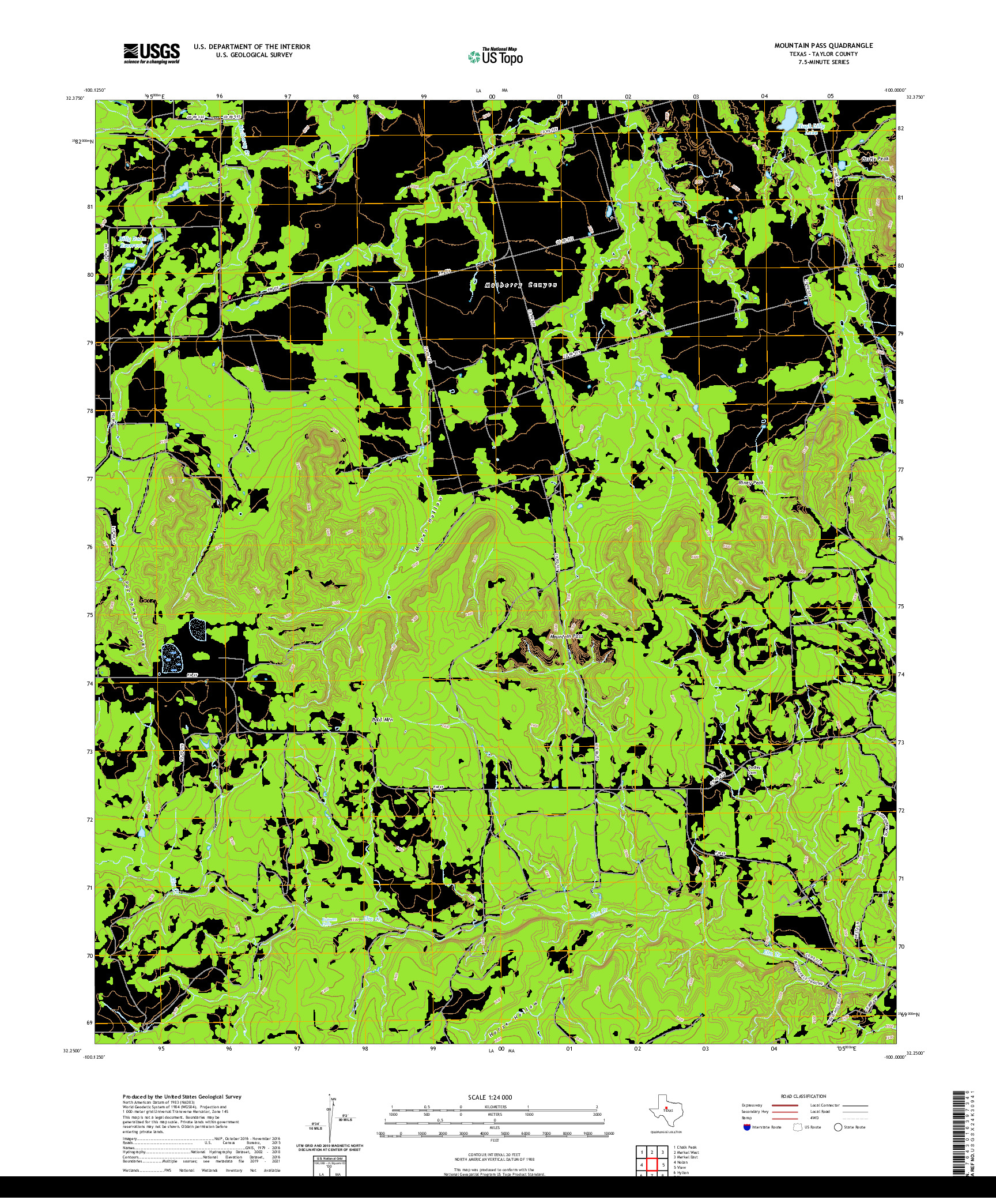 US TOPO 7.5-MINUTE MAP FOR MOUNTAIN PASS, TX