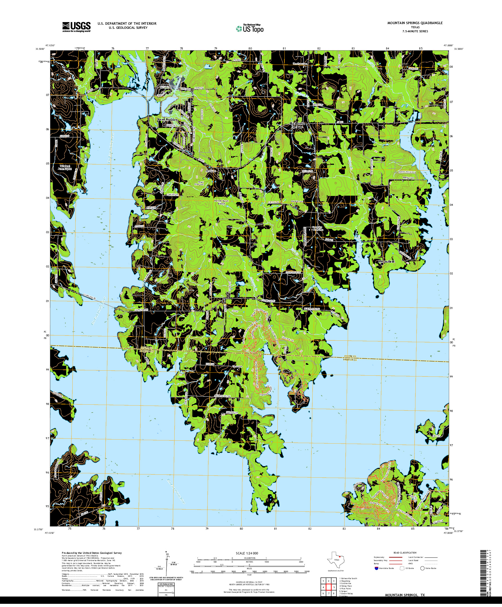 US TOPO 7.5-MINUTE MAP FOR MOUNTAIN SPRINGS, TX