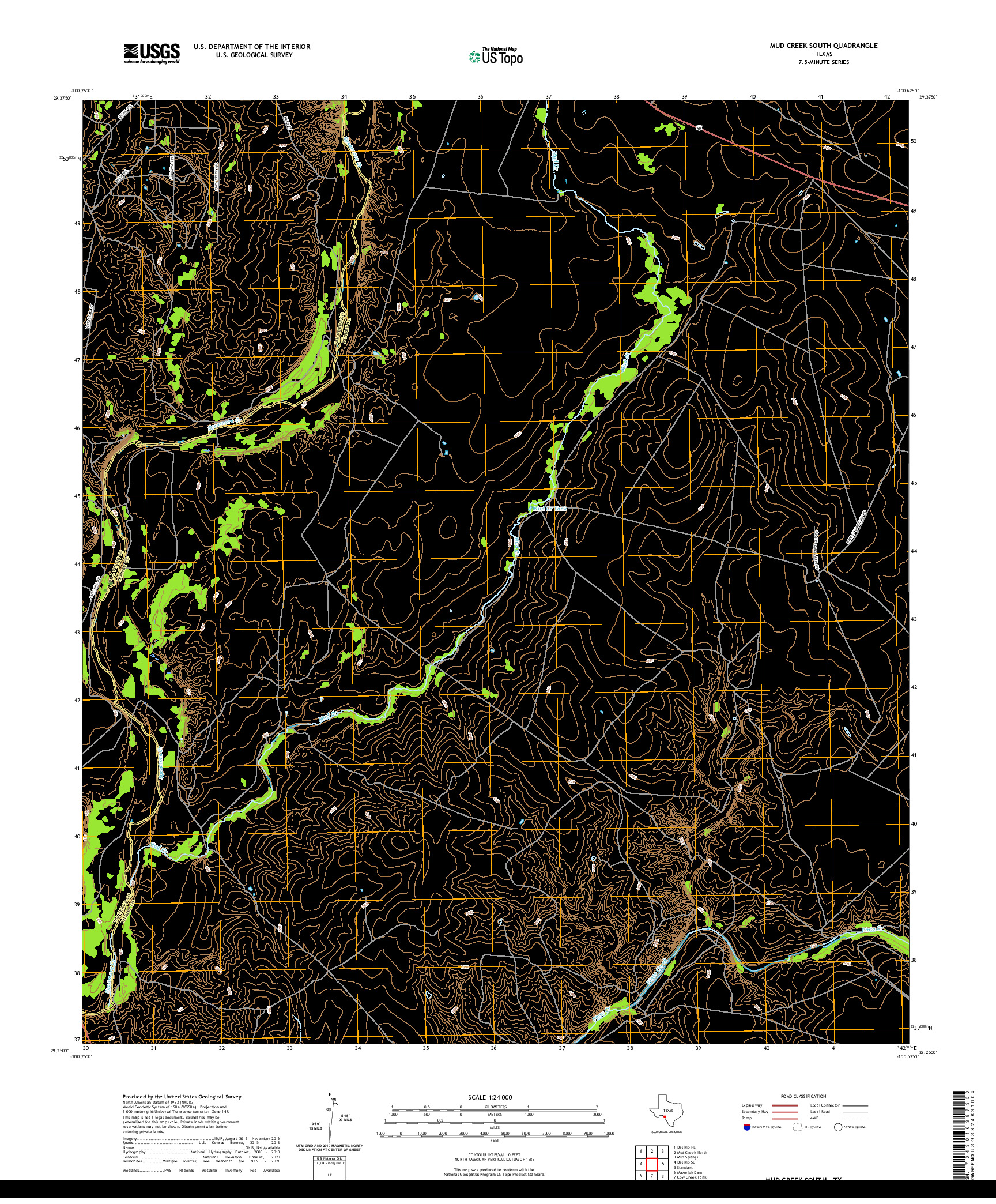 US TOPO 7.5-MINUTE MAP FOR MUD CREEK SOUTH, TX