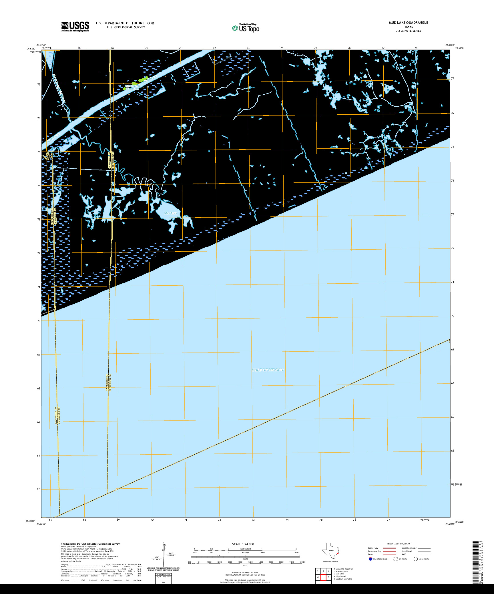 US TOPO 7.5-MINUTE MAP FOR MUD LAKE, TX