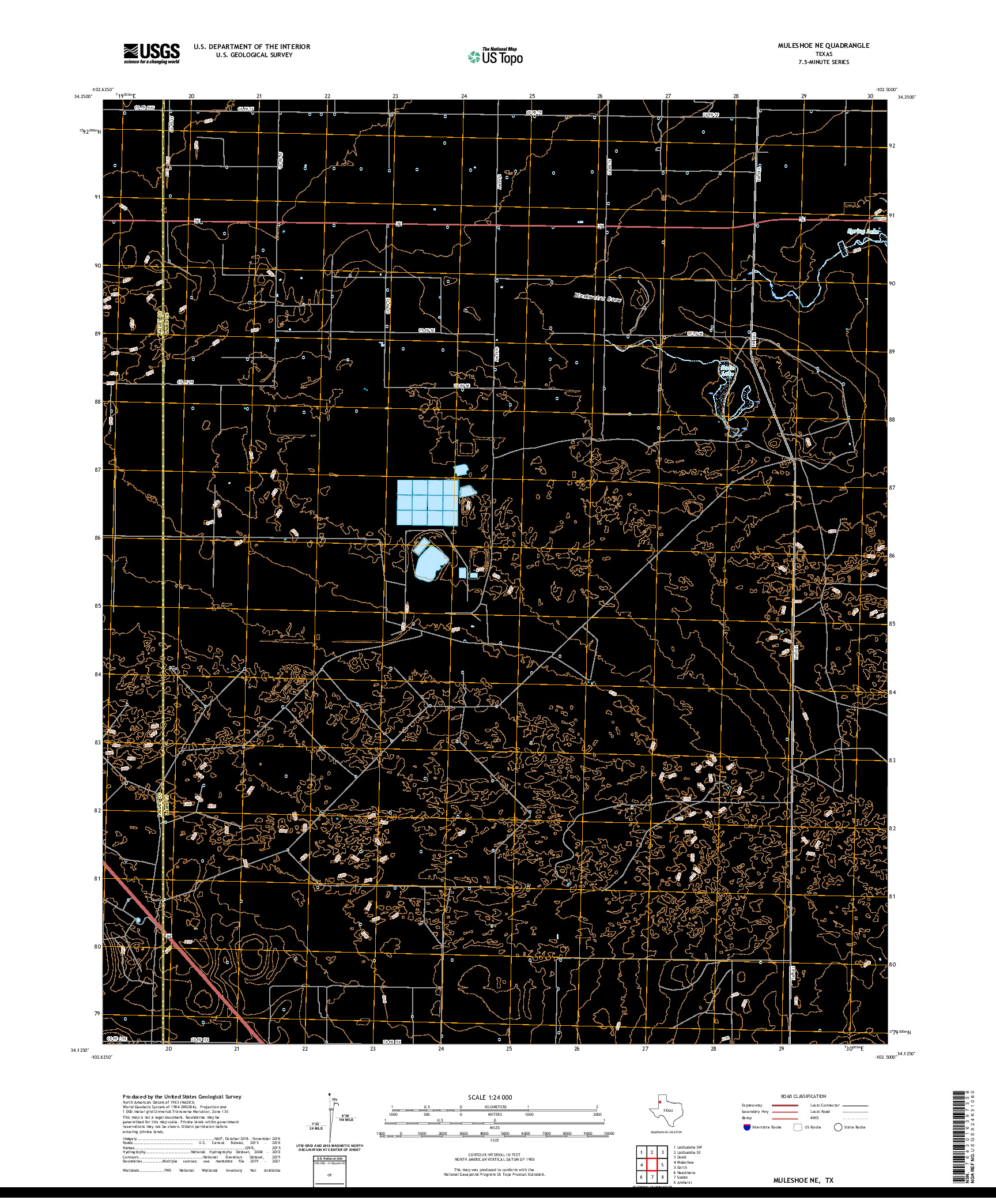 US TOPO 7.5-MINUTE MAP FOR MULESHOE NE, TX