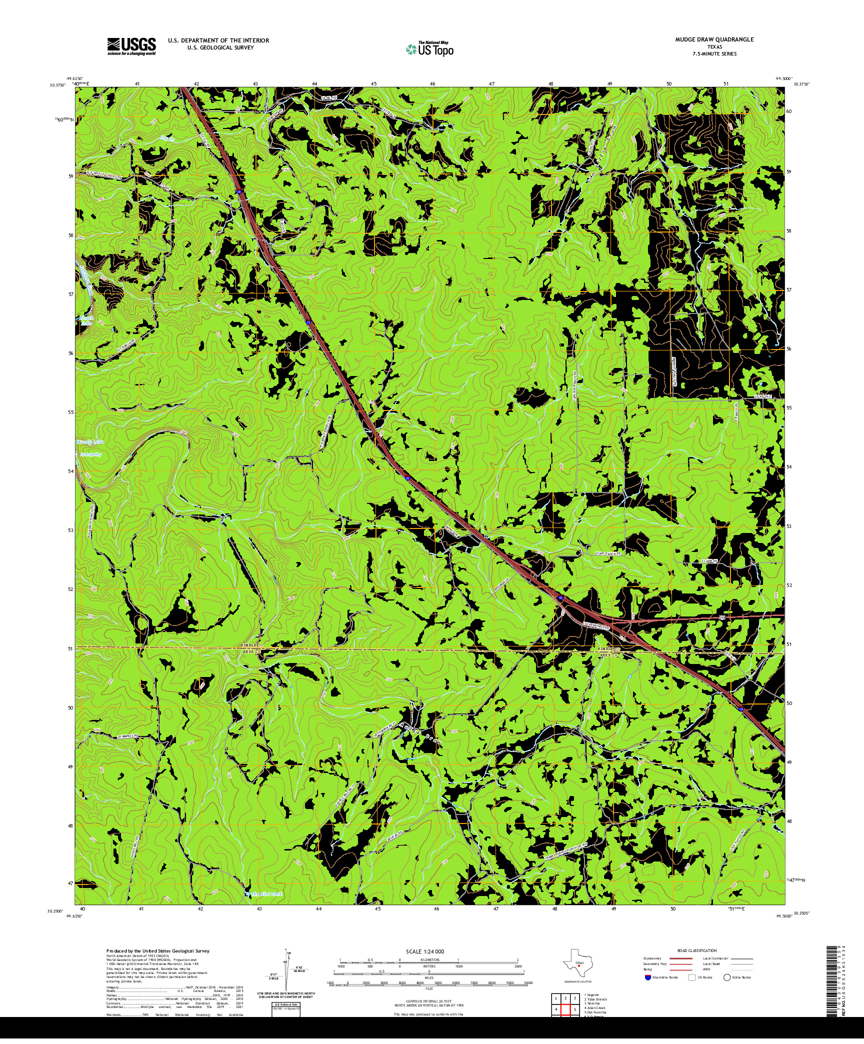 US TOPO 7.5-MINUTE MAP FOR MUDGE DRAW, TX