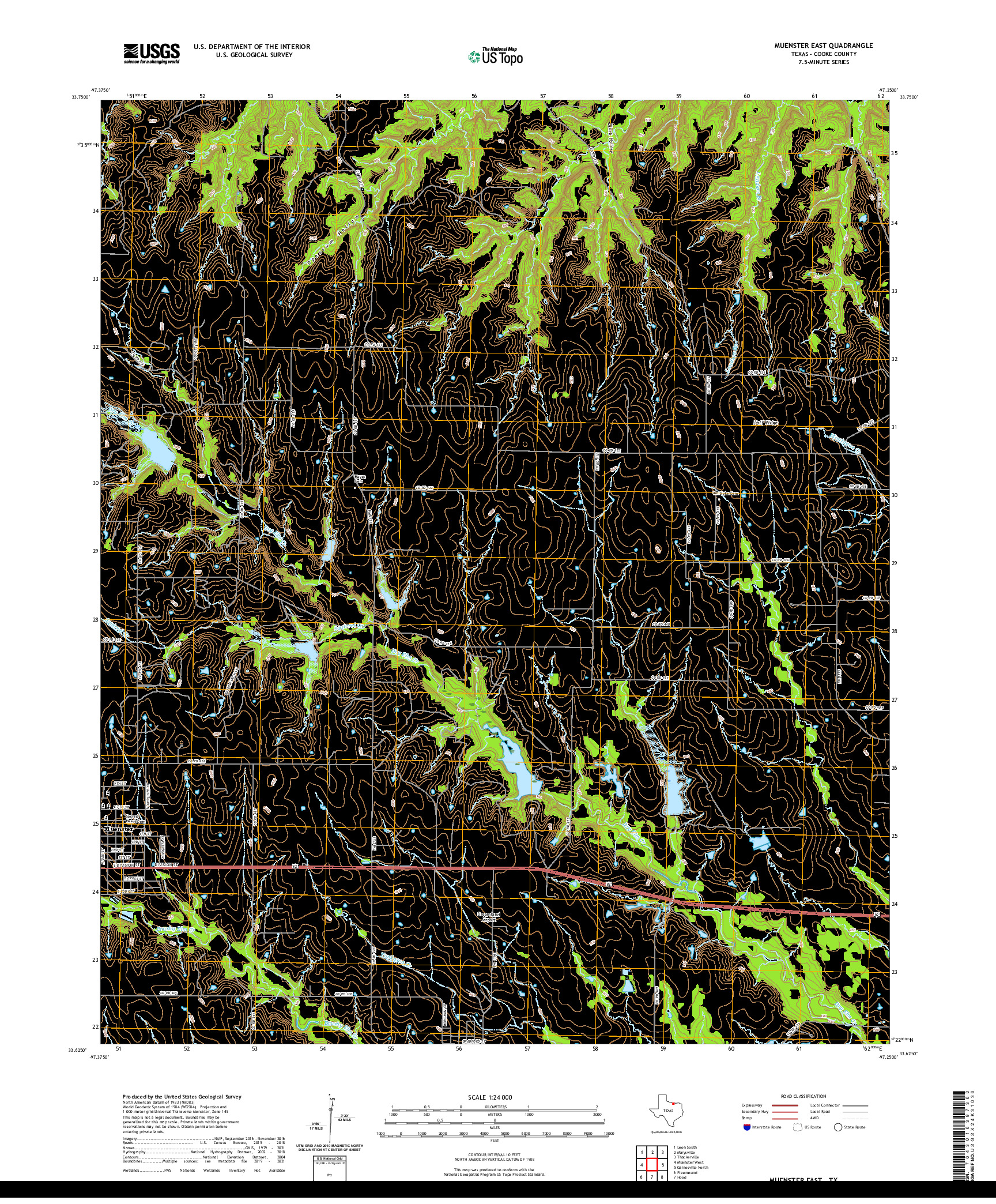 US TOPO 7.5-MINUTE MAP FOR MUENSTER EAST, TX