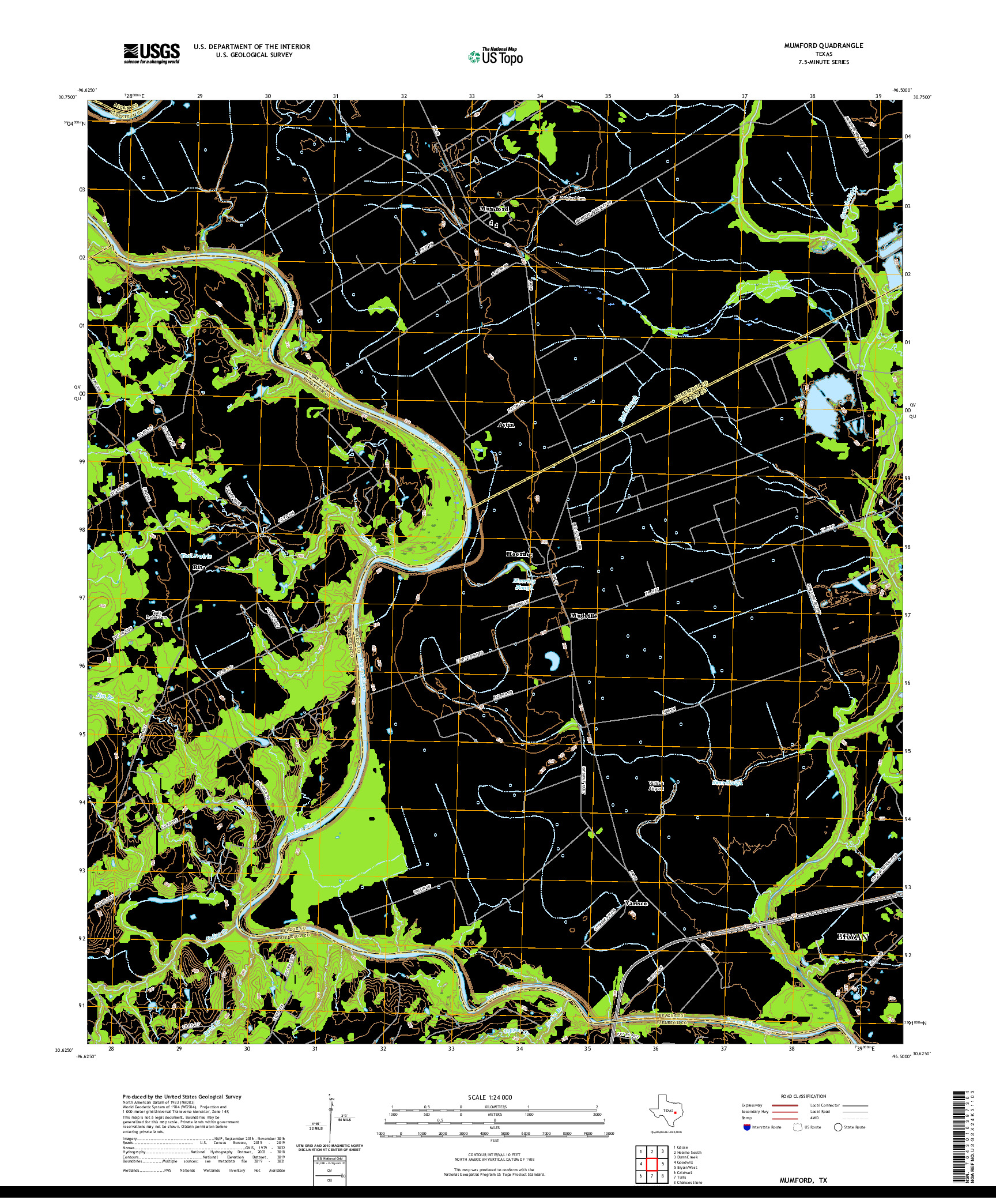 US TOPO 7.5-MINUTE MAP FOR MUMFORD, TX