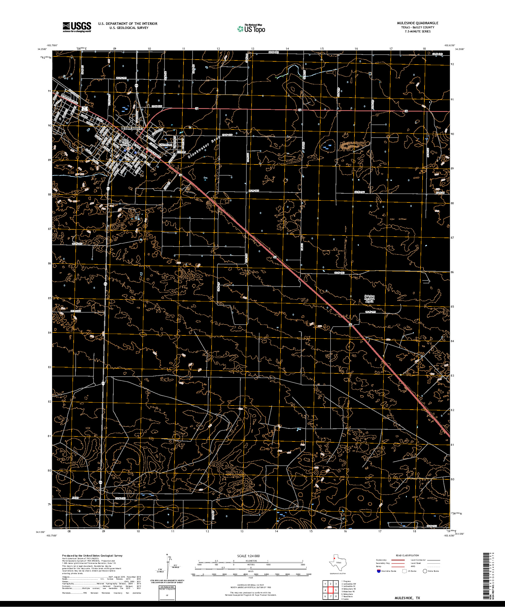 US TOPO 7.5-MINUTE MAP FOR MULESHOE, TX