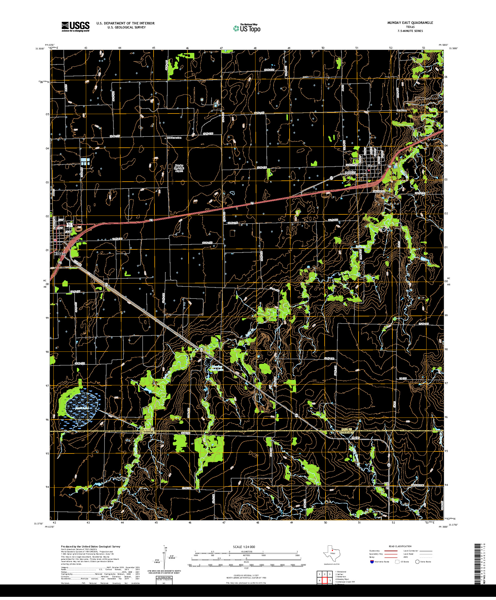 US TOPO 7.5-MINUTE MAP FOR MUNDAY EAST, TX