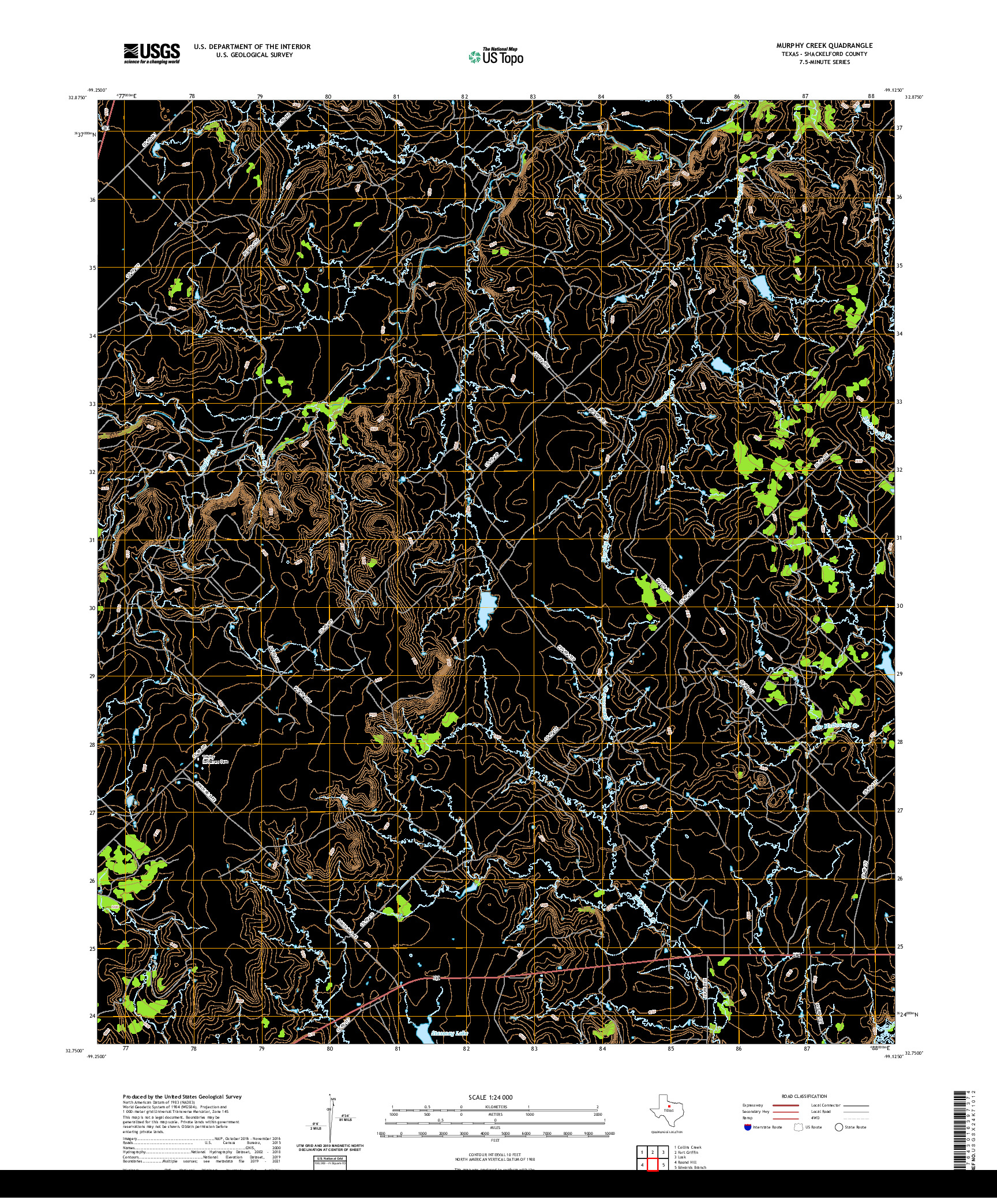 US TOPO 7.5-MINUTE MAP FOR MURPHY CREEK, TX