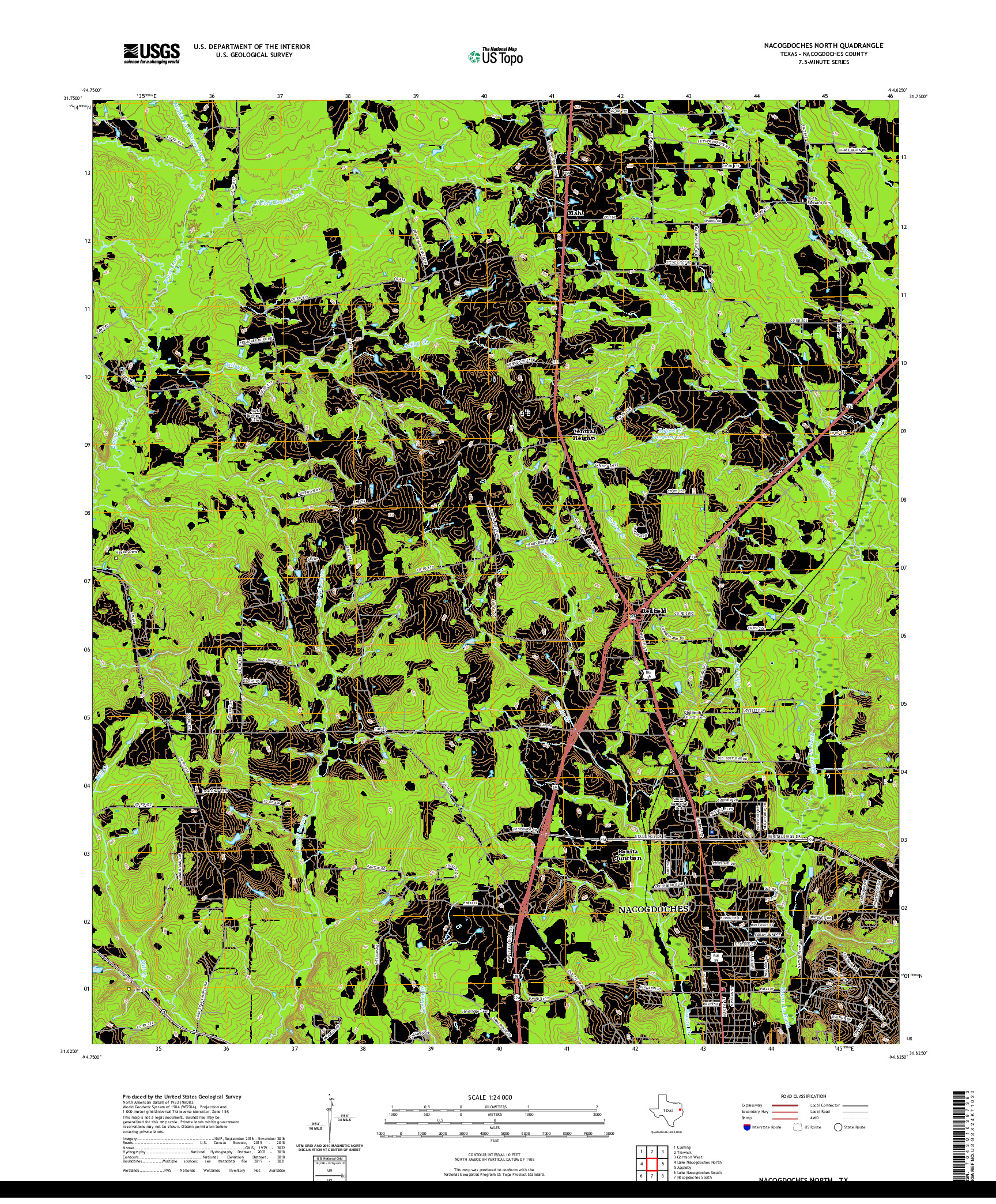 US TOPO 7.5-MINUTE MAP FOR NACOGDOCHES NORTH, TX