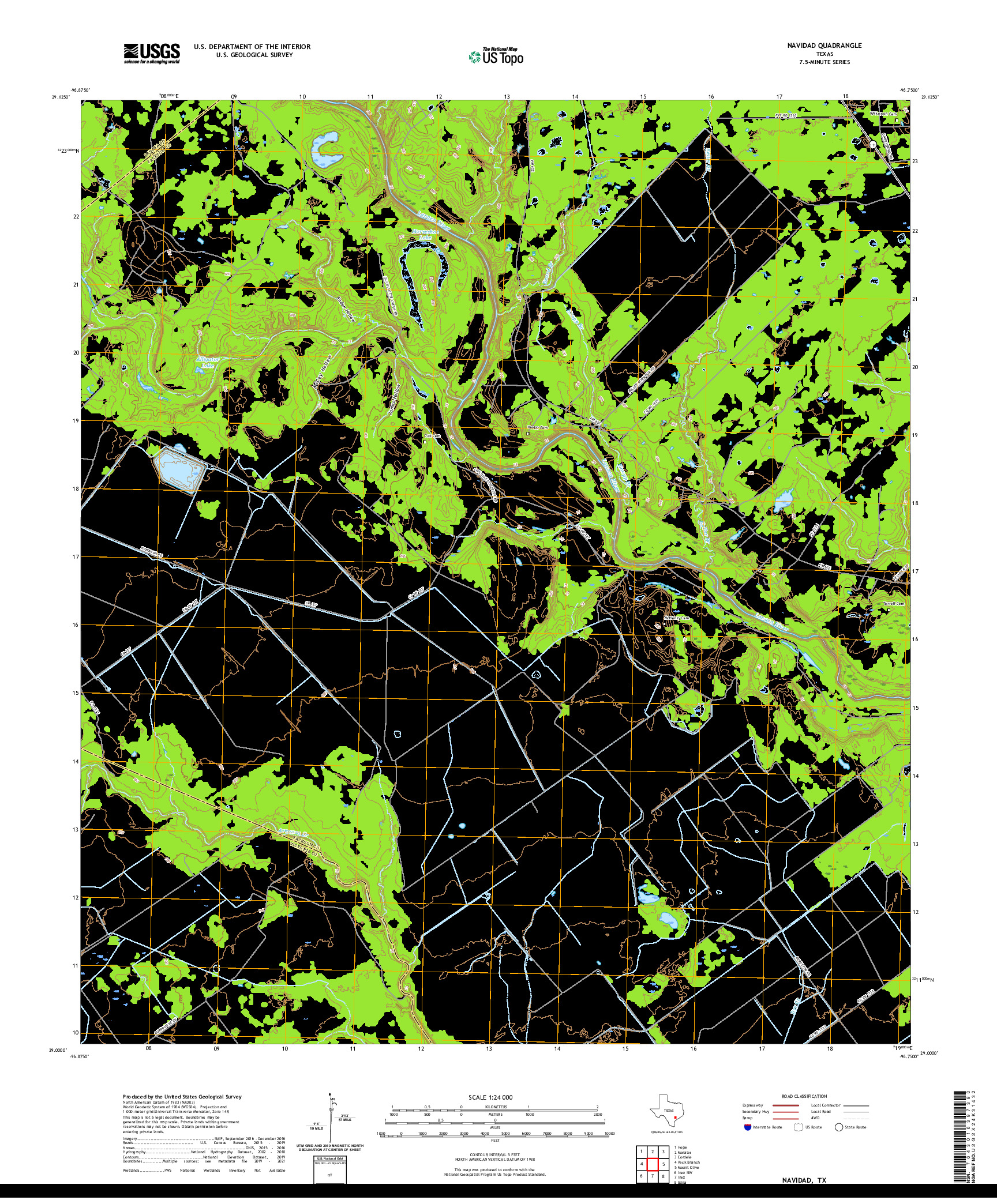 US TOPO 7.5-MINUTE MAP FOR NAVIDAD, TX