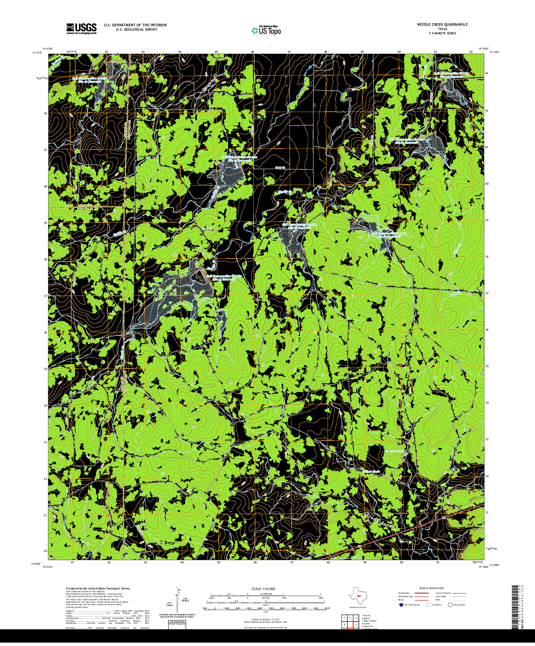 US TOPO 7.5-MINUTE MAP FOR NEEDLE CREEK, TX