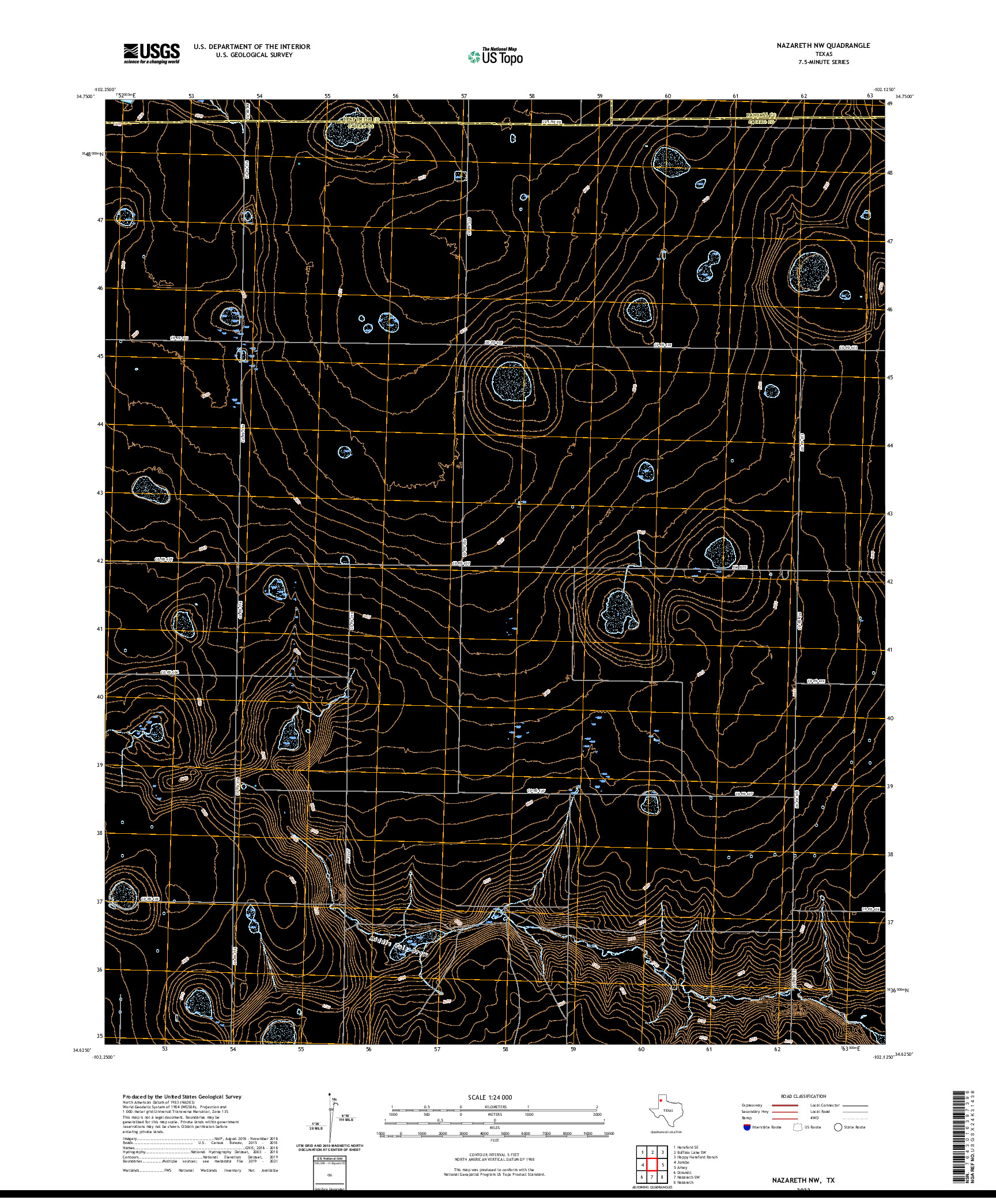 US TOPO 7.5-MINUTE MAP FOR NAZARETH NW, TX