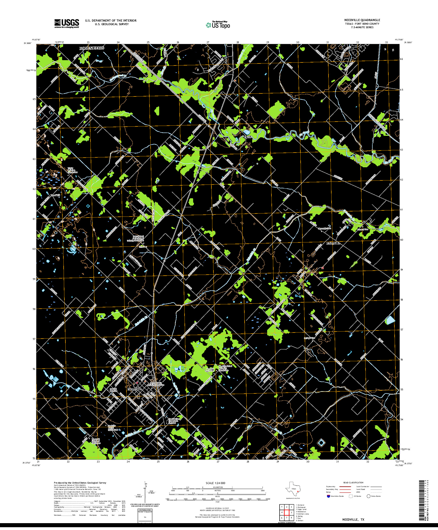 US TOPO 7.5-MINUTE MAP FOR NEEDVILLE, TX