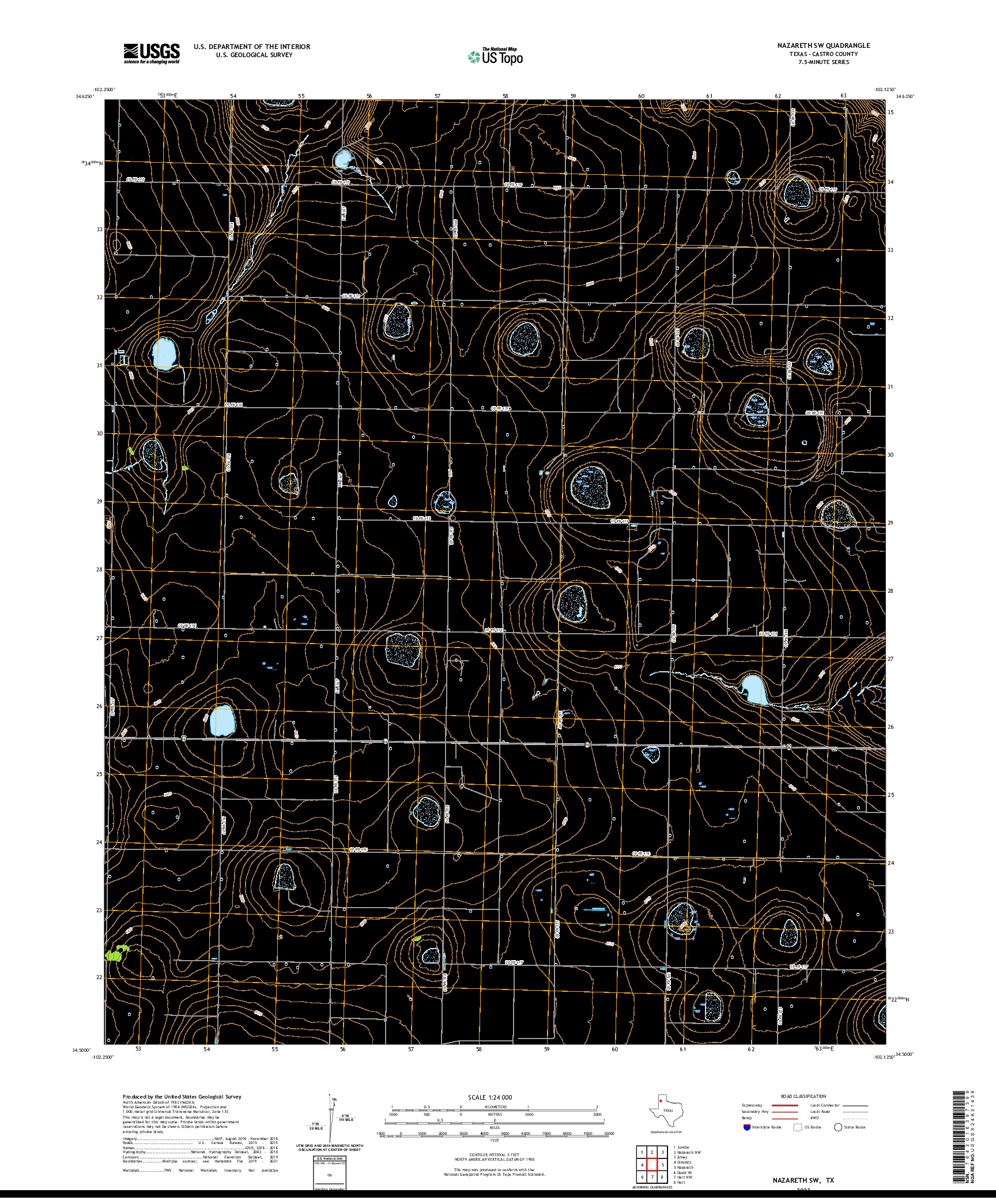 US TOPO 7.5-MINUTE MAP FOR NAZARETH SW, TX