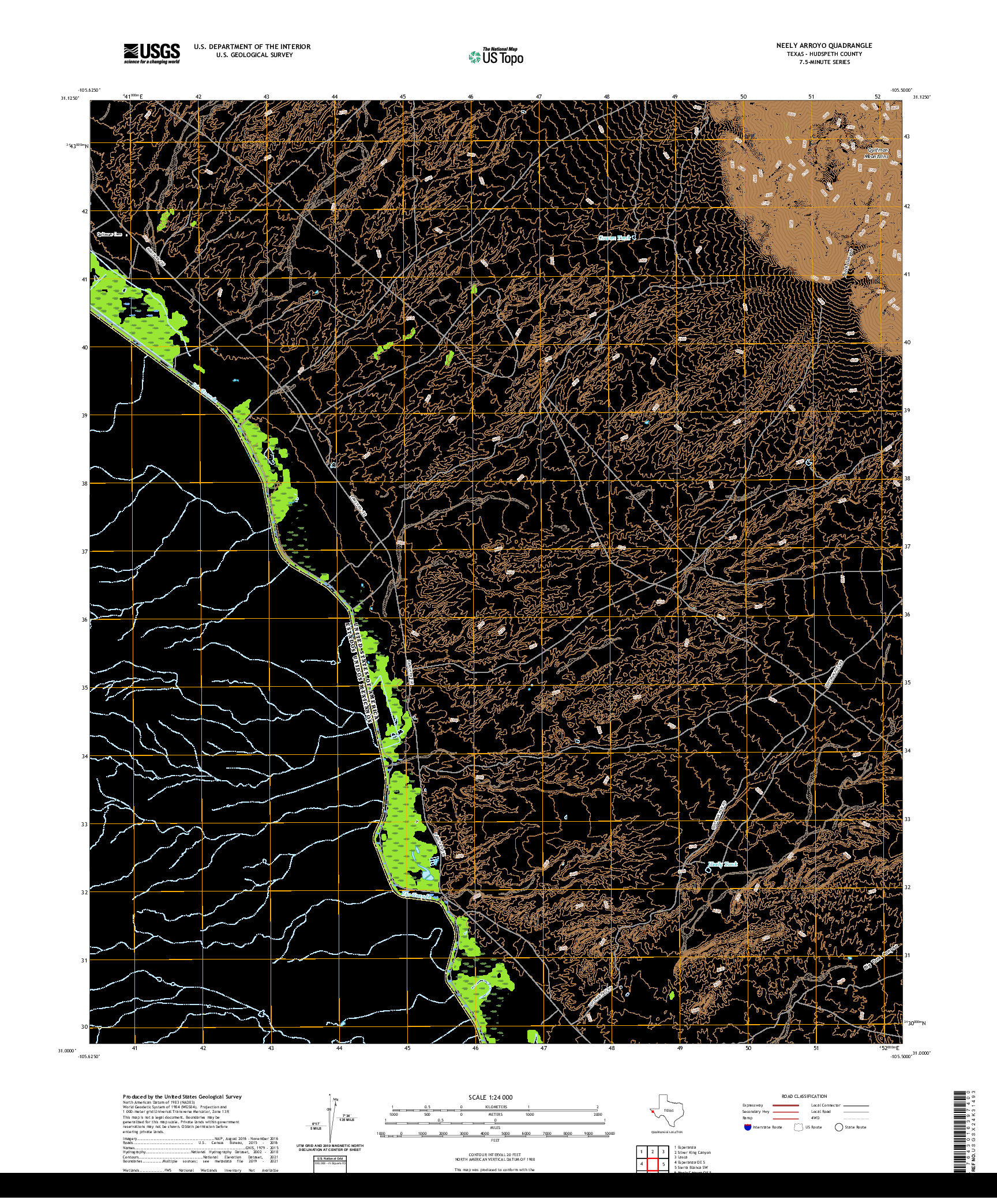 US TOPO 7.5-MINUTE MAP FOR NEELY ARROYO, TX,CHH