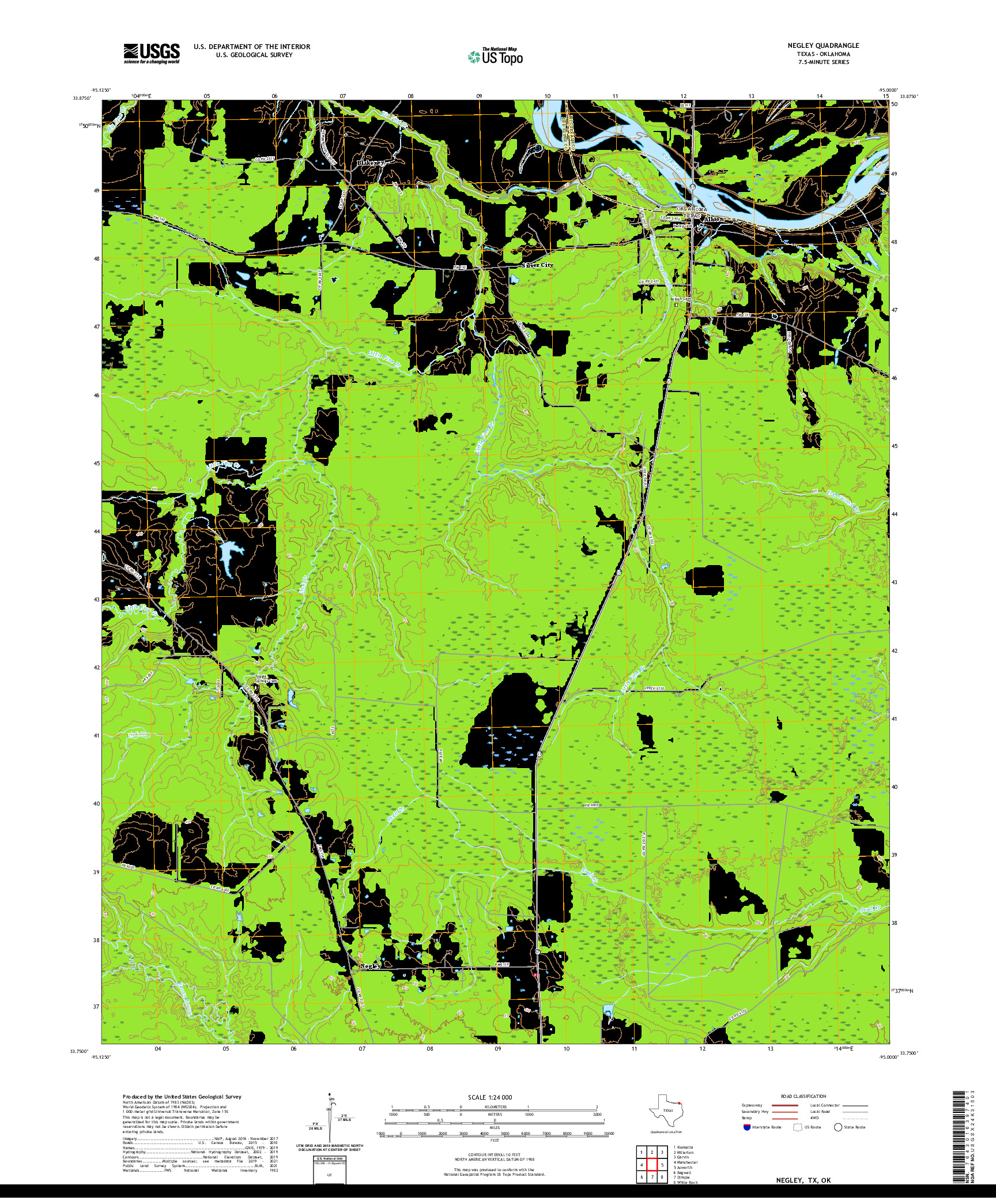 US TOPO 7.5-MINUTE MAP FOR NEGLEY, TX,OK