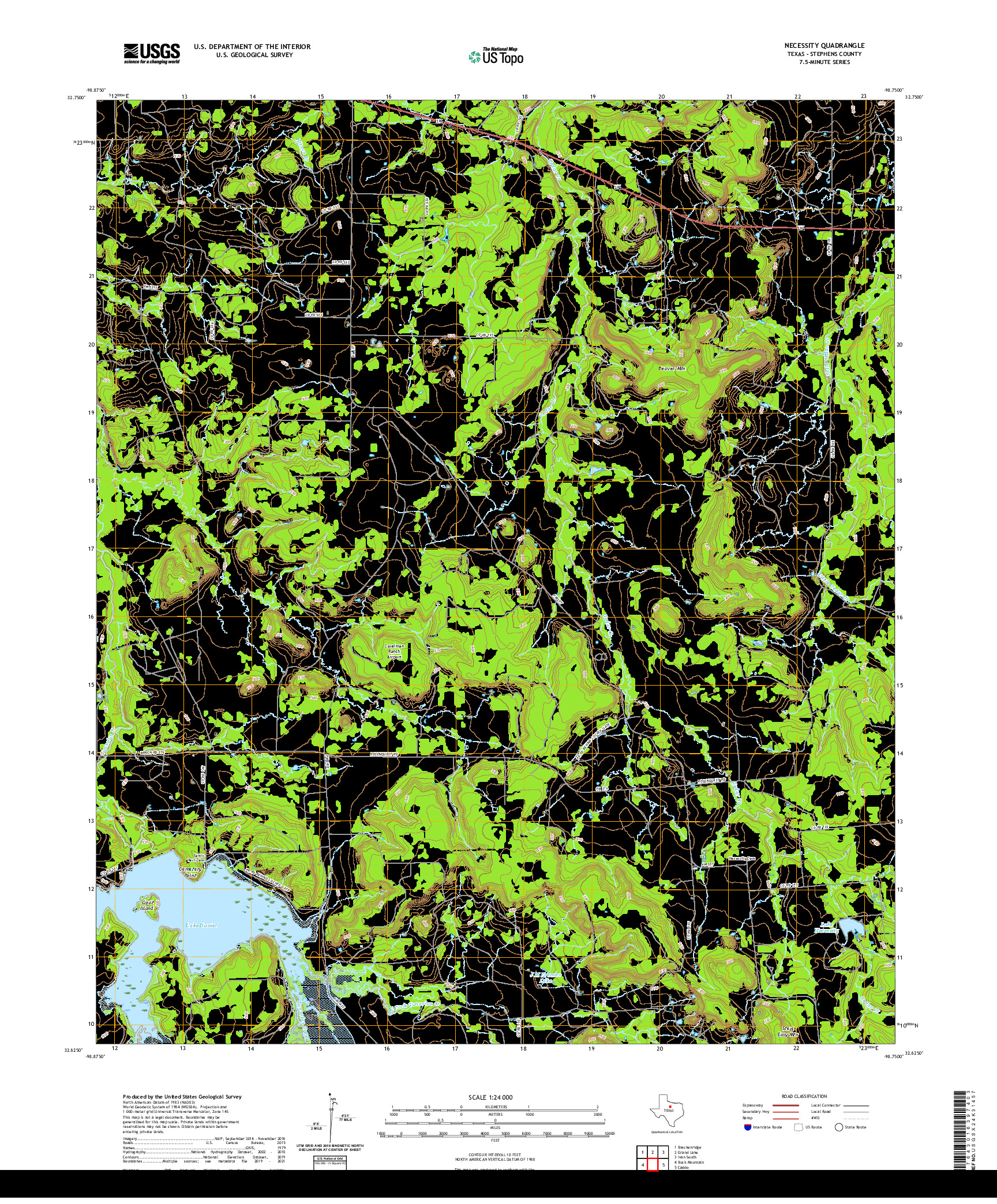 US TOPO 7.5-MINUTE MAP FOR NECESSITY, TX