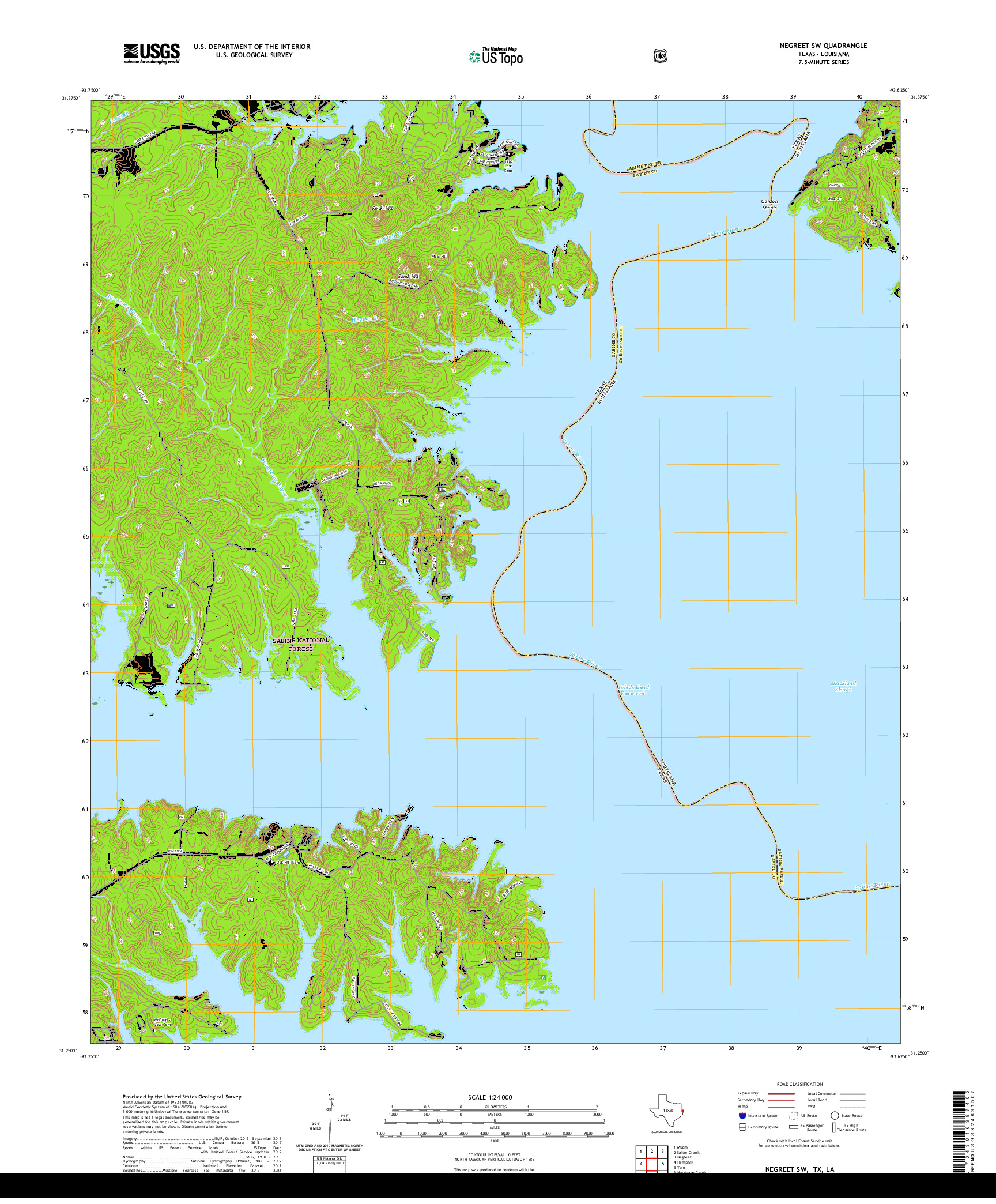 US TOPO 7.5-MINUTE MAP FOR NEGREET SW, TX,LA