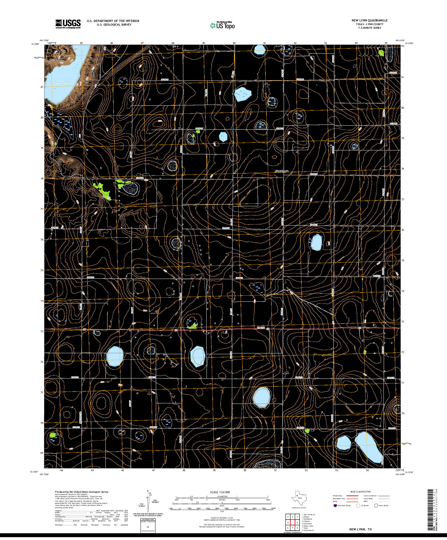 US TOPO 7.5-MINUTE MAP FOR NEW LYNN, TX