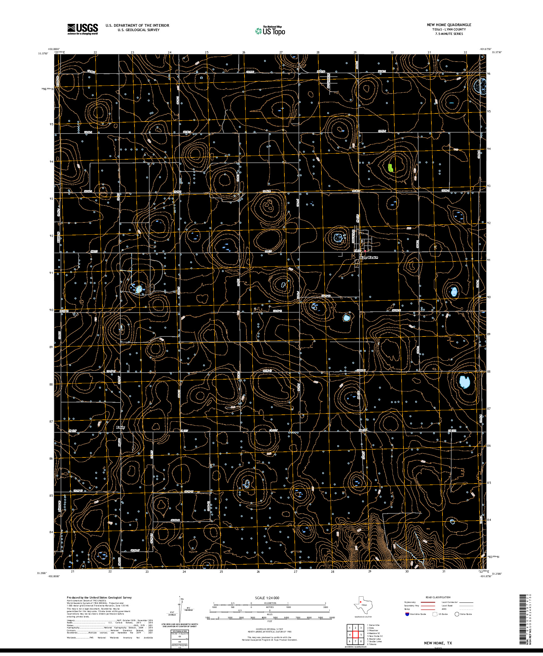 US TOPO 7.5-MINUTE MAP FOR NEW HOME, TX