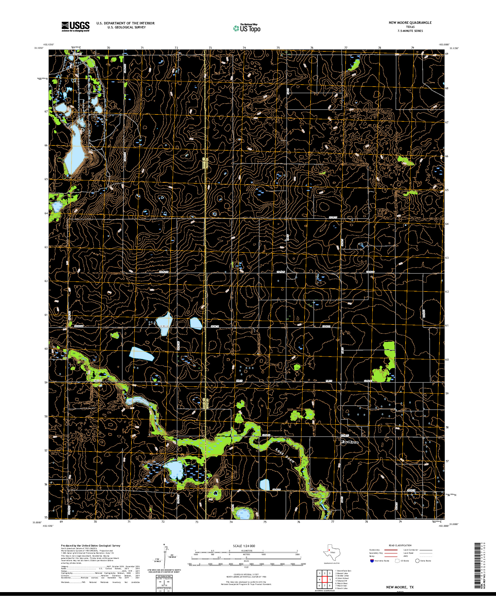 US TOPO 7.5-MINUTE MAP FOR NEW MOORE, TX