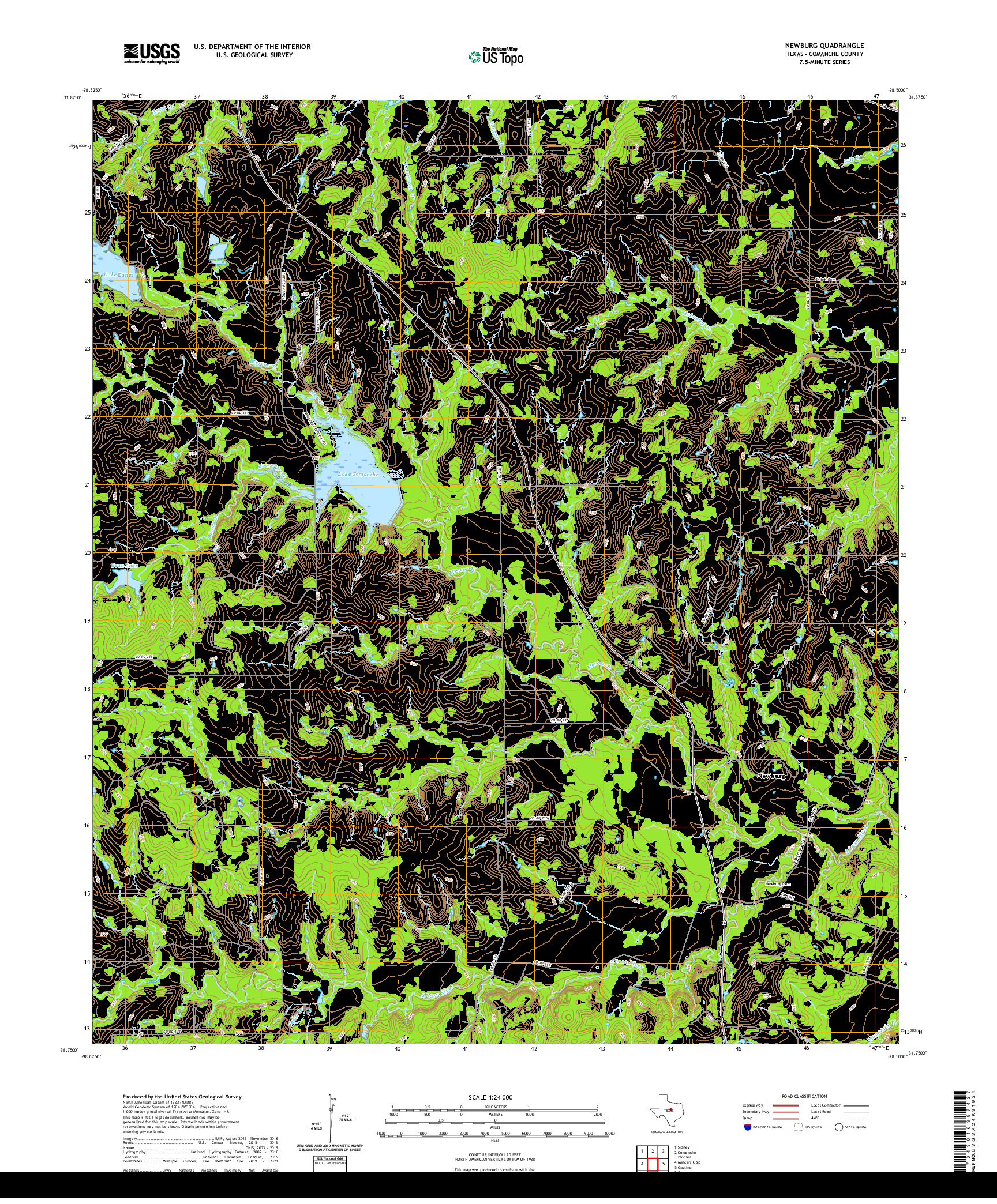 US TOPO 7.5-MINUTE MAP FOR NEWBURG, TX