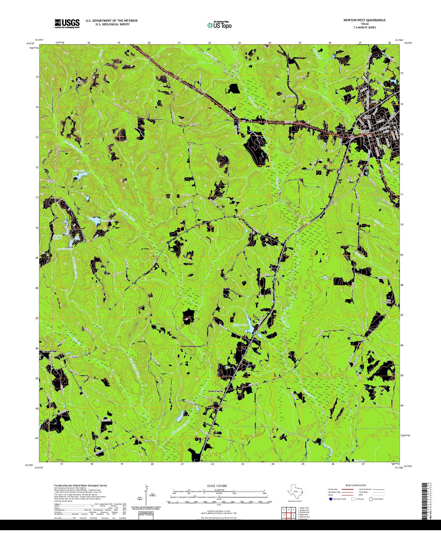 US TOPO 7.5-MINUTE MAP FOR NEWTON WEST, TX