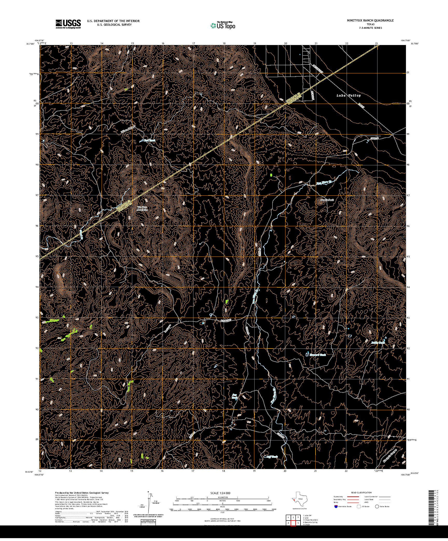 US TOPO 7.5-MINUTE MAP FOR NINETYSIX RANCH, TX