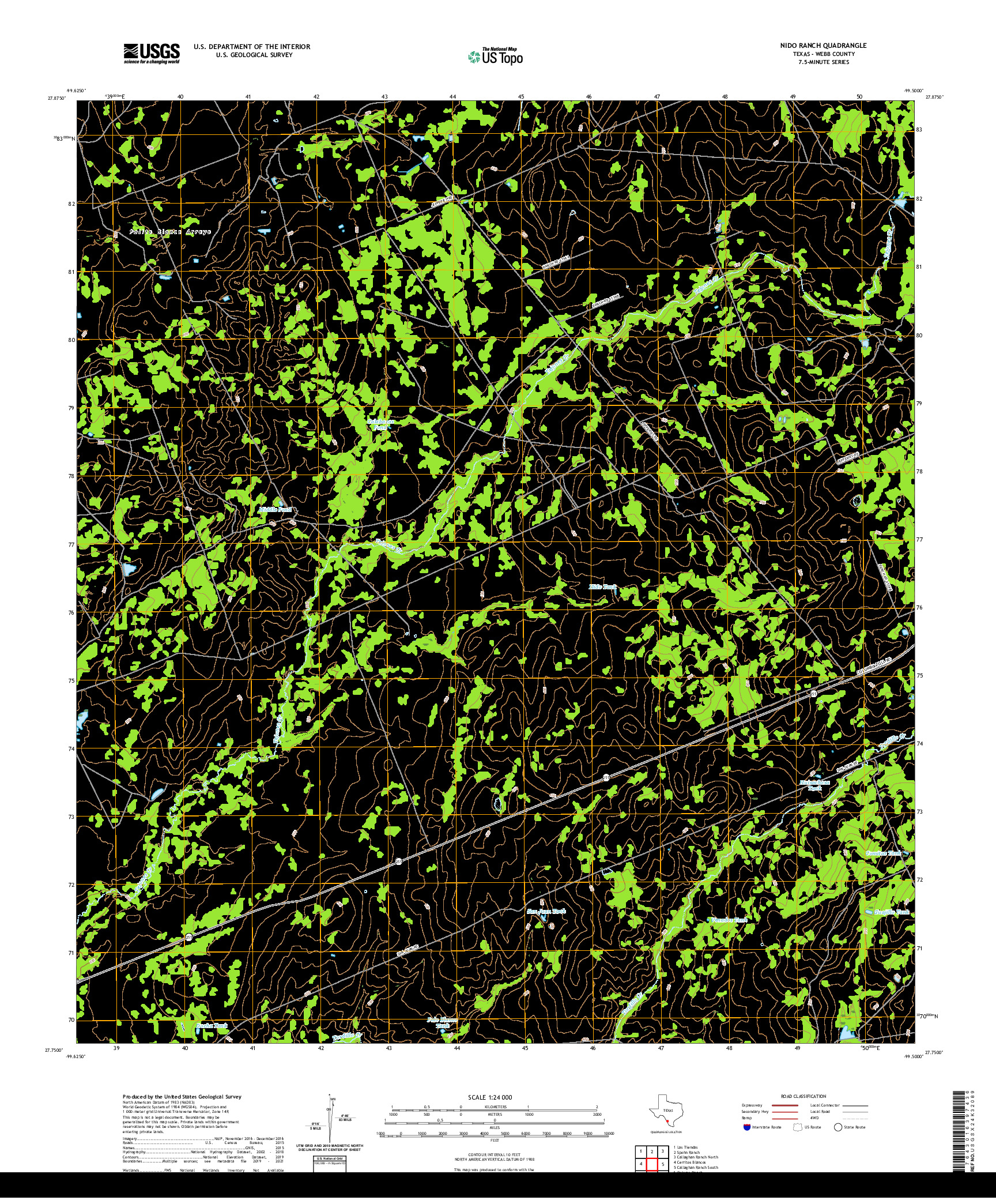 US TOPO 7.5-MINUTE MAP FOR NIDO RANCH, TX