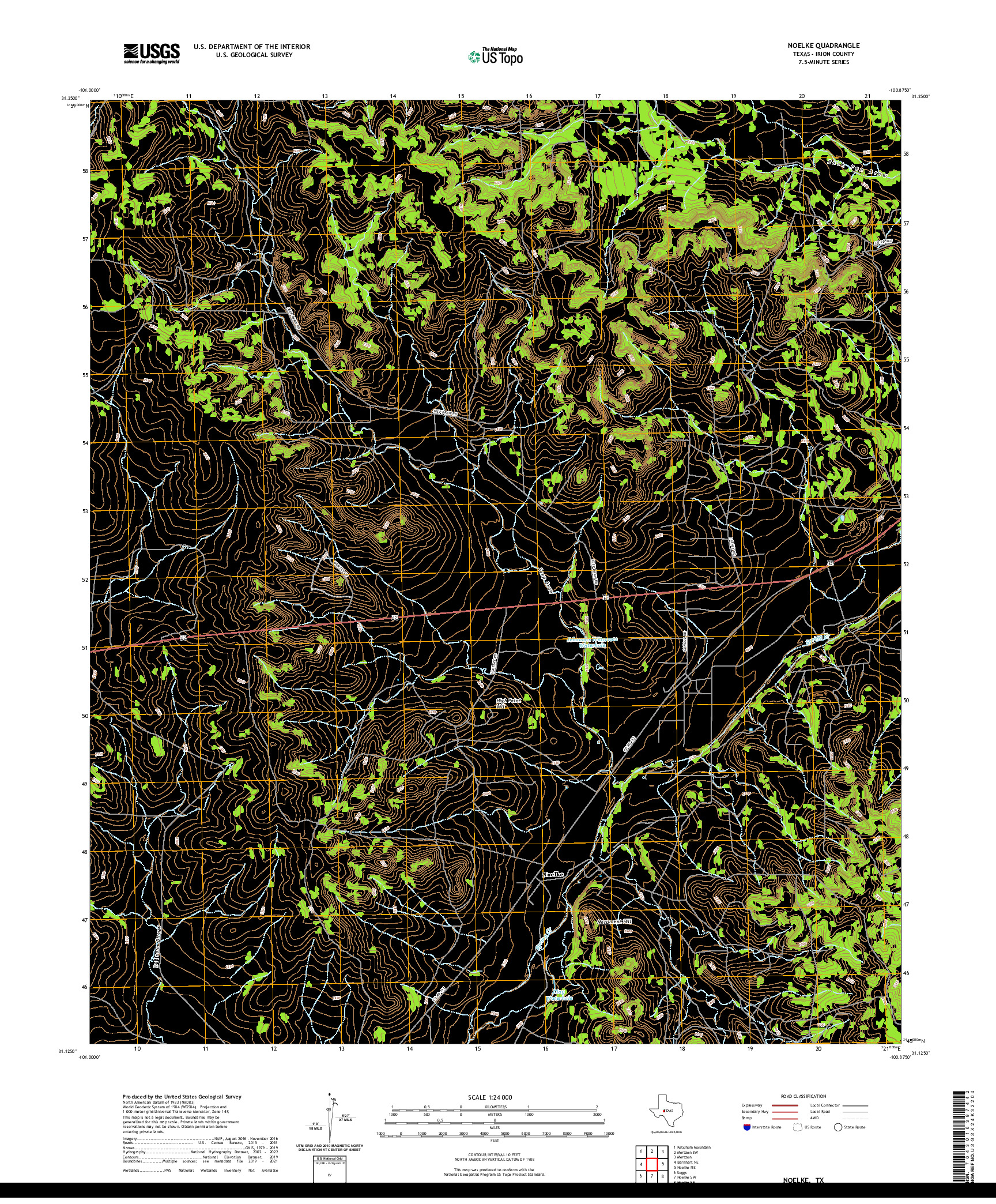 US TOPO 7.5-MINUTE MAP FOR NOELKE, TX