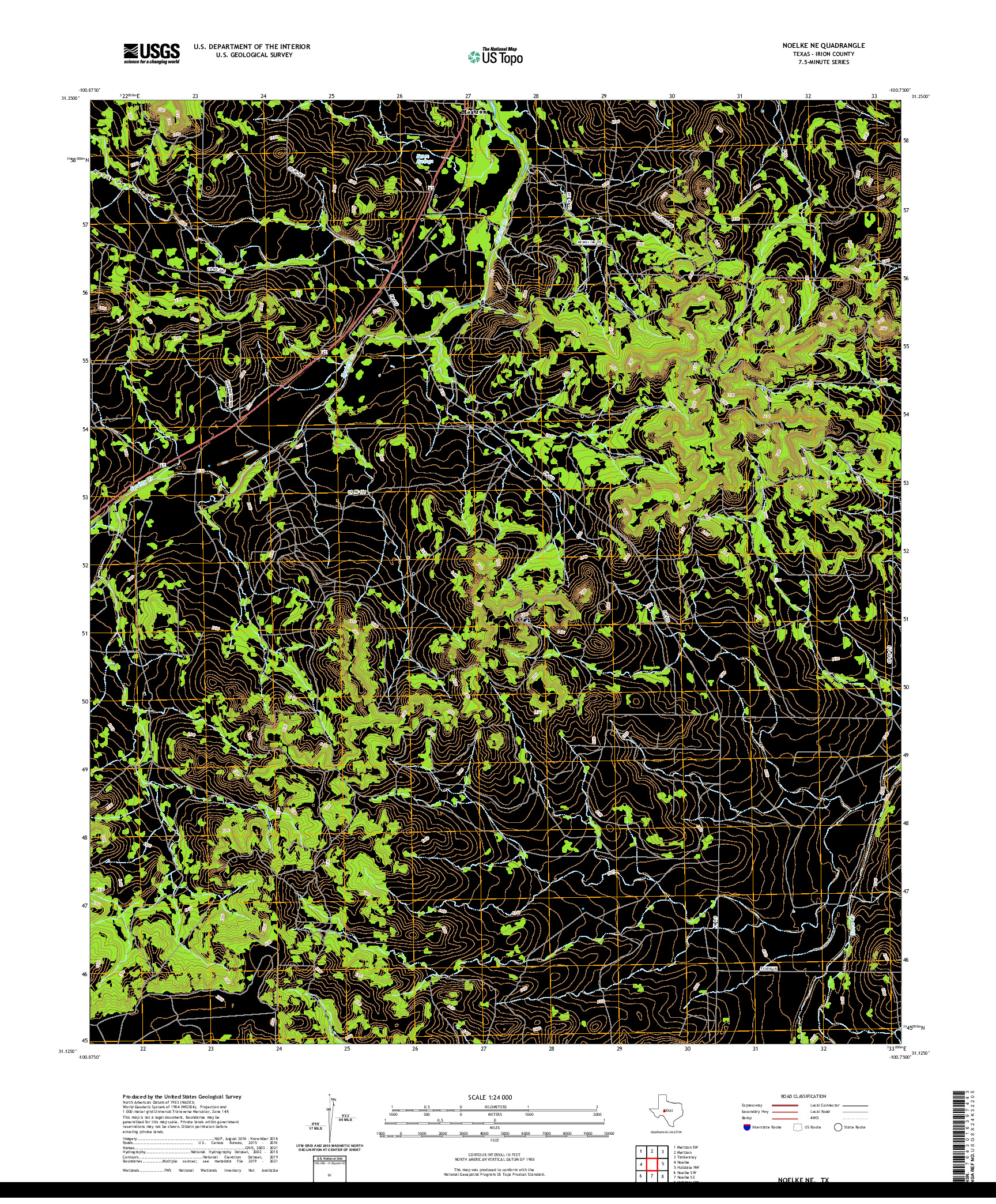 US TOPO 7.5-MINUTE MAP FOR NOELKE NE, TX