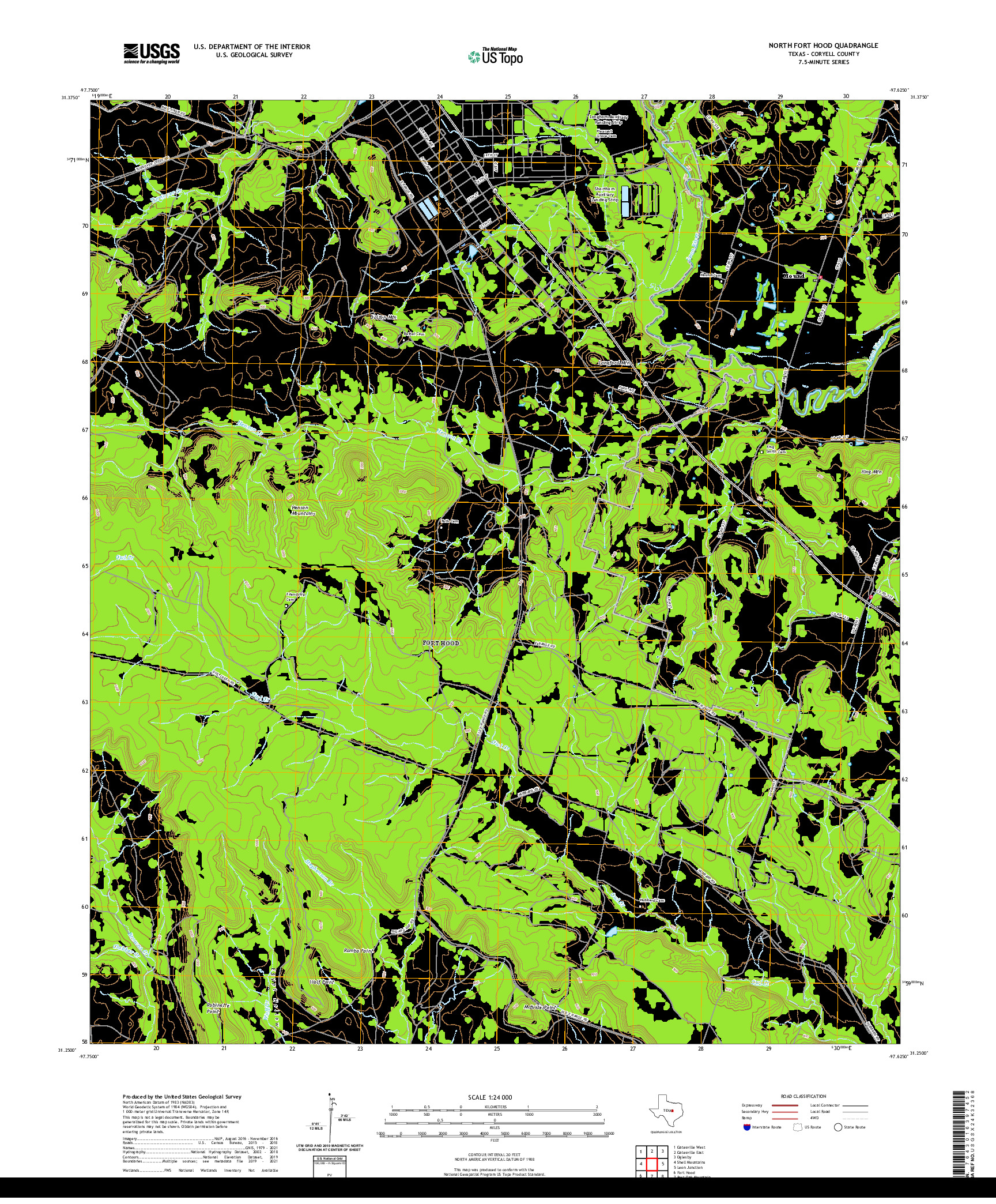 US TOPO 7.5-MINUTE MAP FOR NORTH FORT HOOD, TX